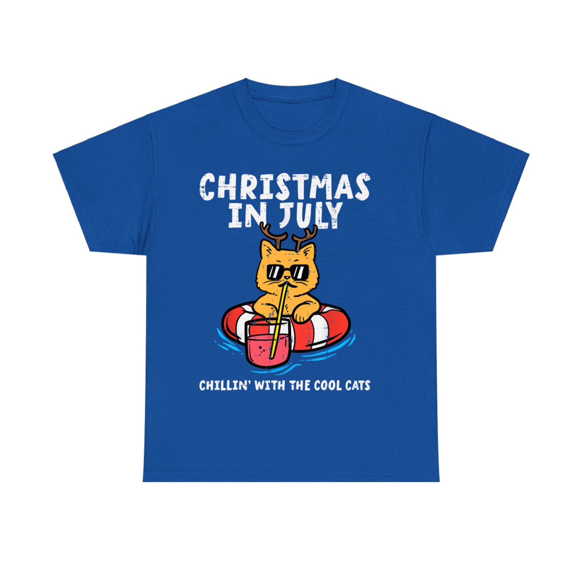 Christmas In July Chillin Cool Cats Funny Meowy Xmas Summer T-Shirt