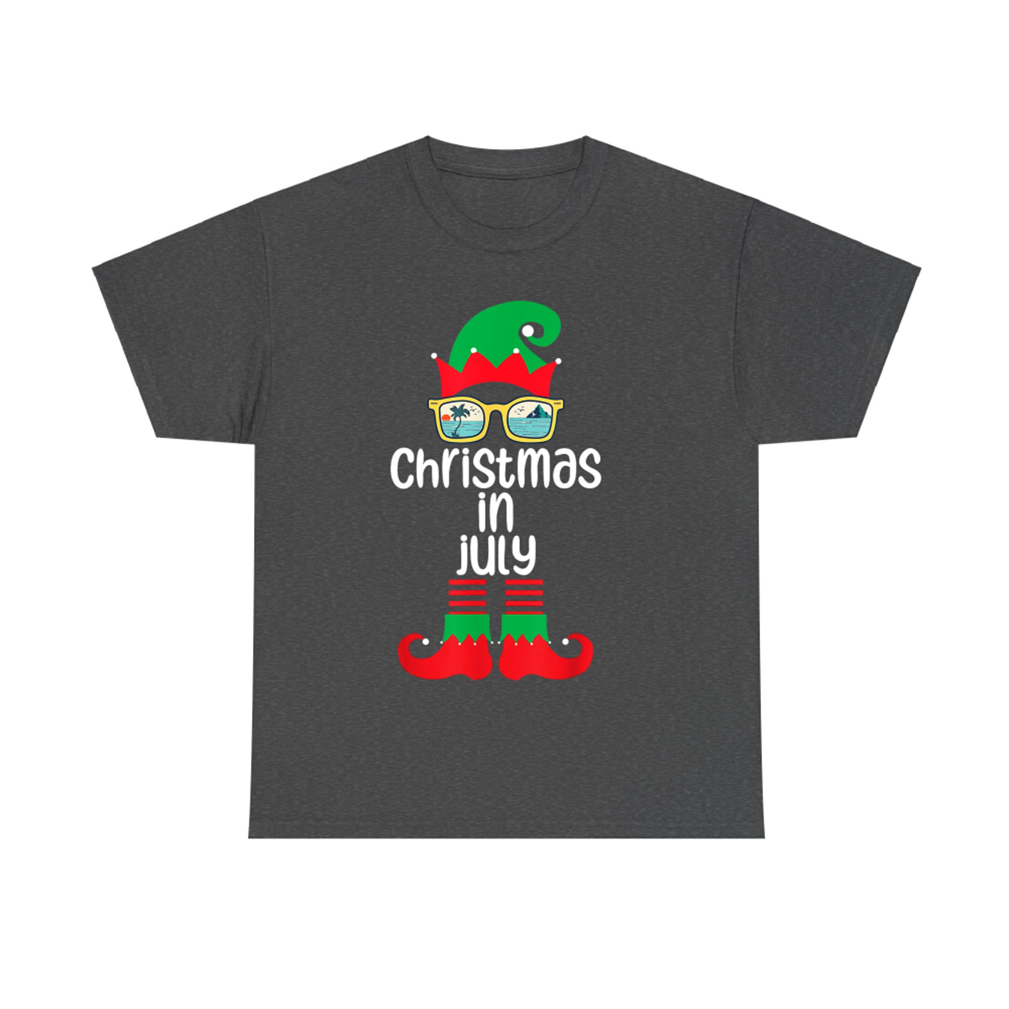 Christmas In July Costume Elf Sunglasses Beach Lover Family T-Shirt