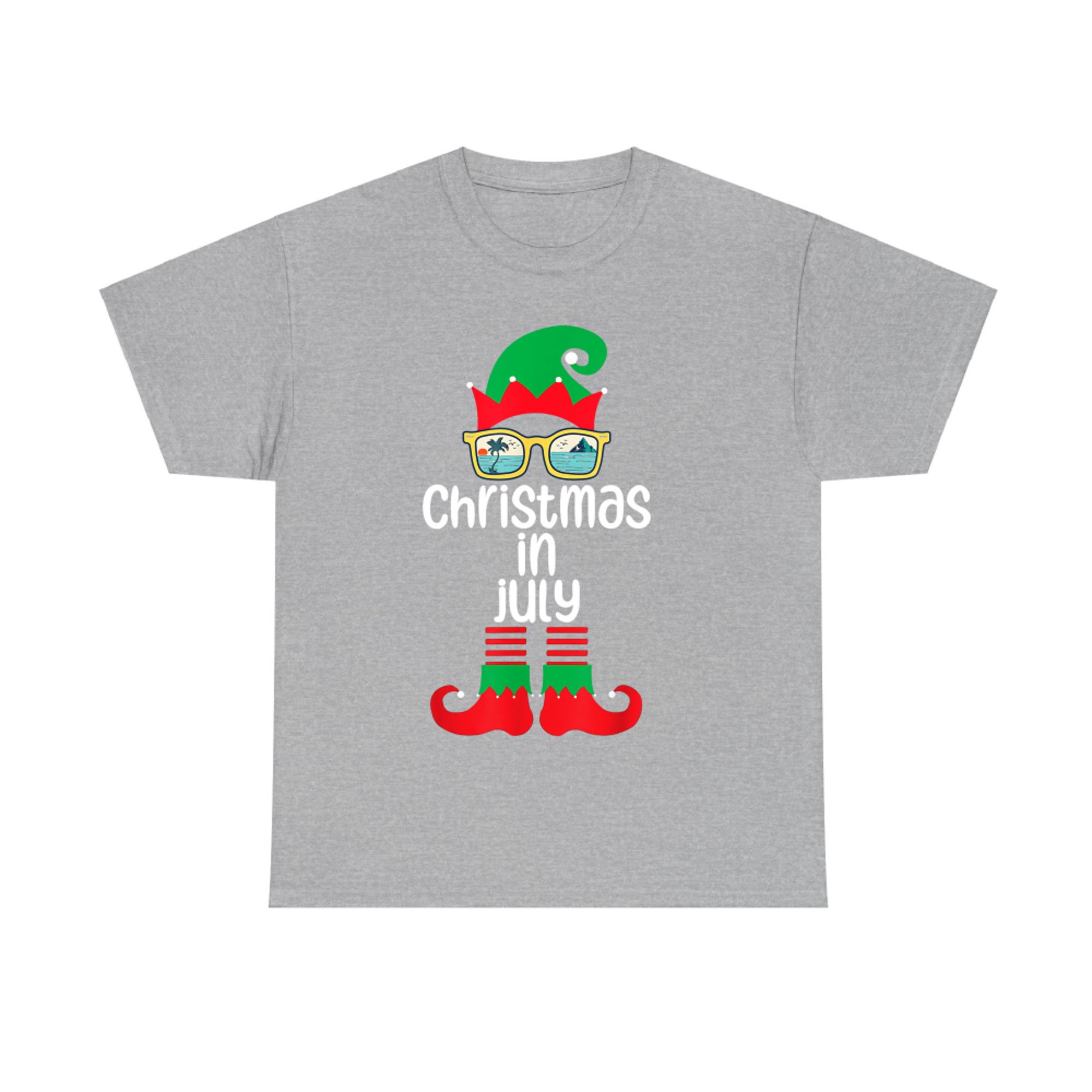 Christmas In July Costume Elf Sunglasses Beach Lover Family T-Shirt