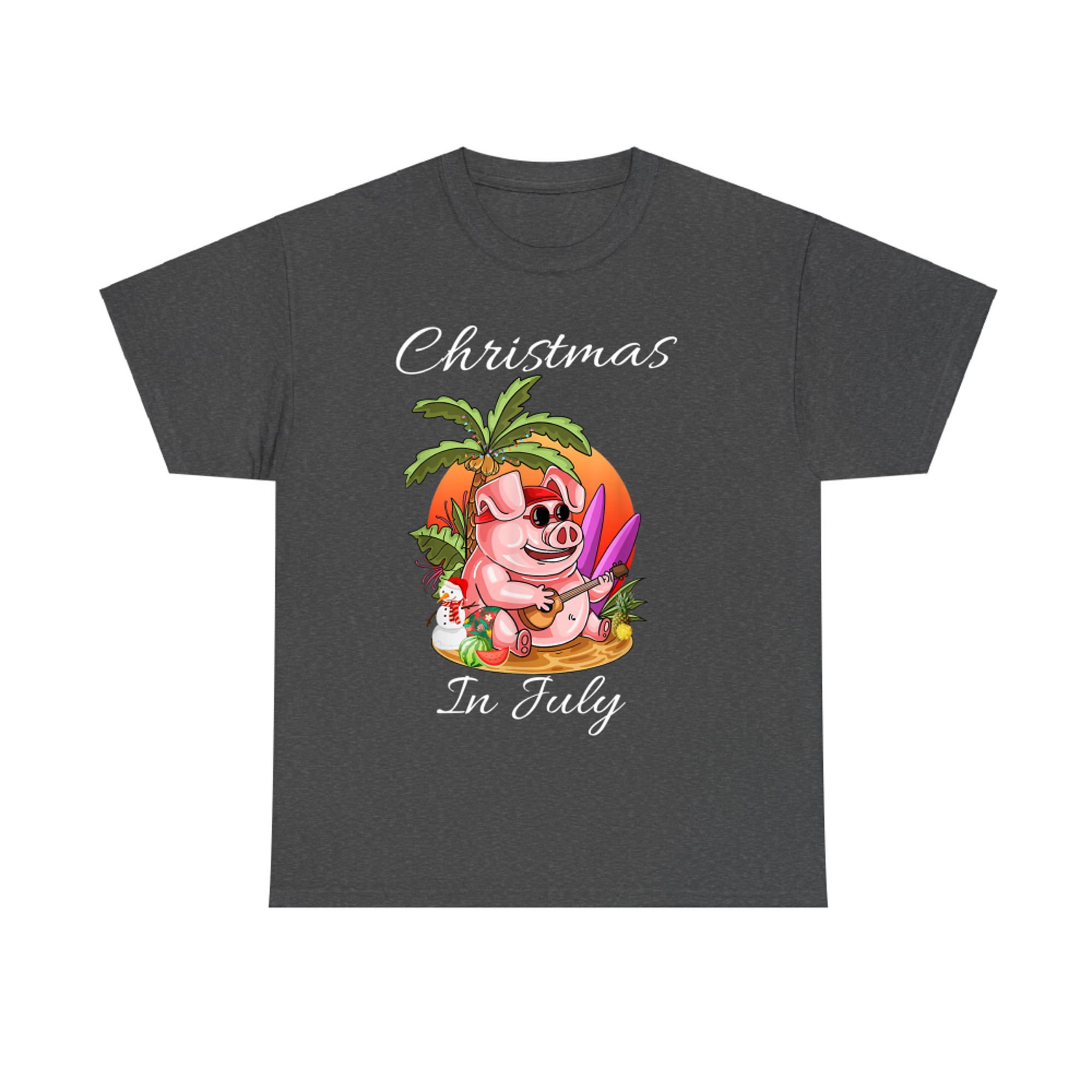 Christmas In July Cute Pig Funny Summer Vaccation T-Shirt