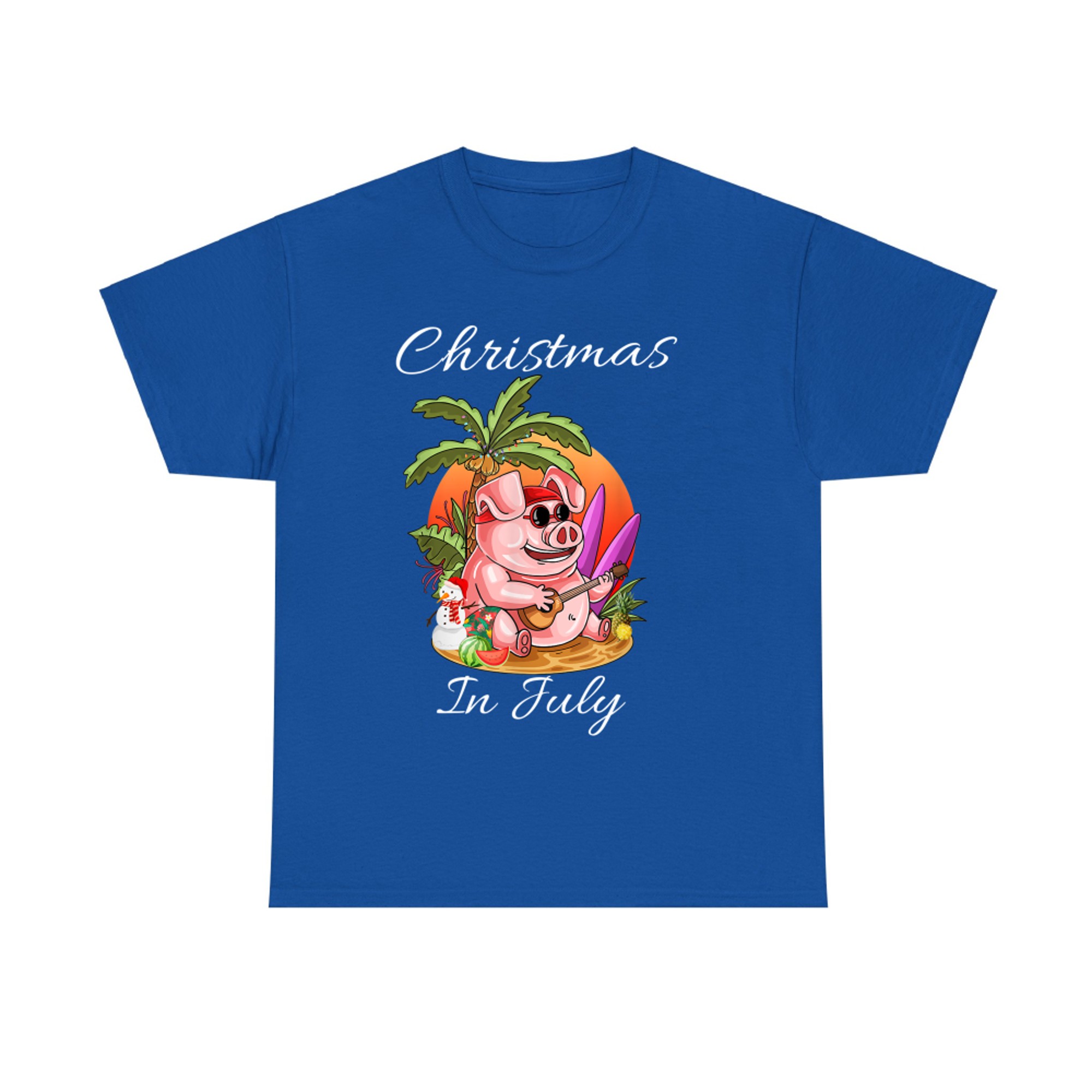 Christmas In July Cute Pig Funny Summer Vaccation T-Shirt
