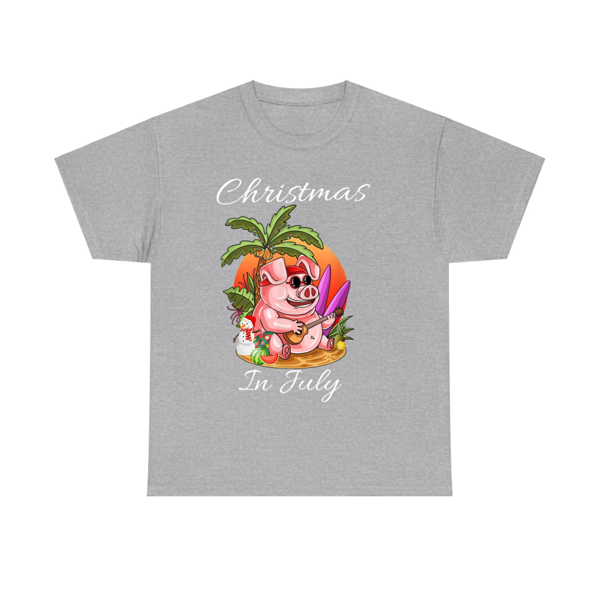Christmas In July Cute Pig Funny Summer Vaccation T-Shirt