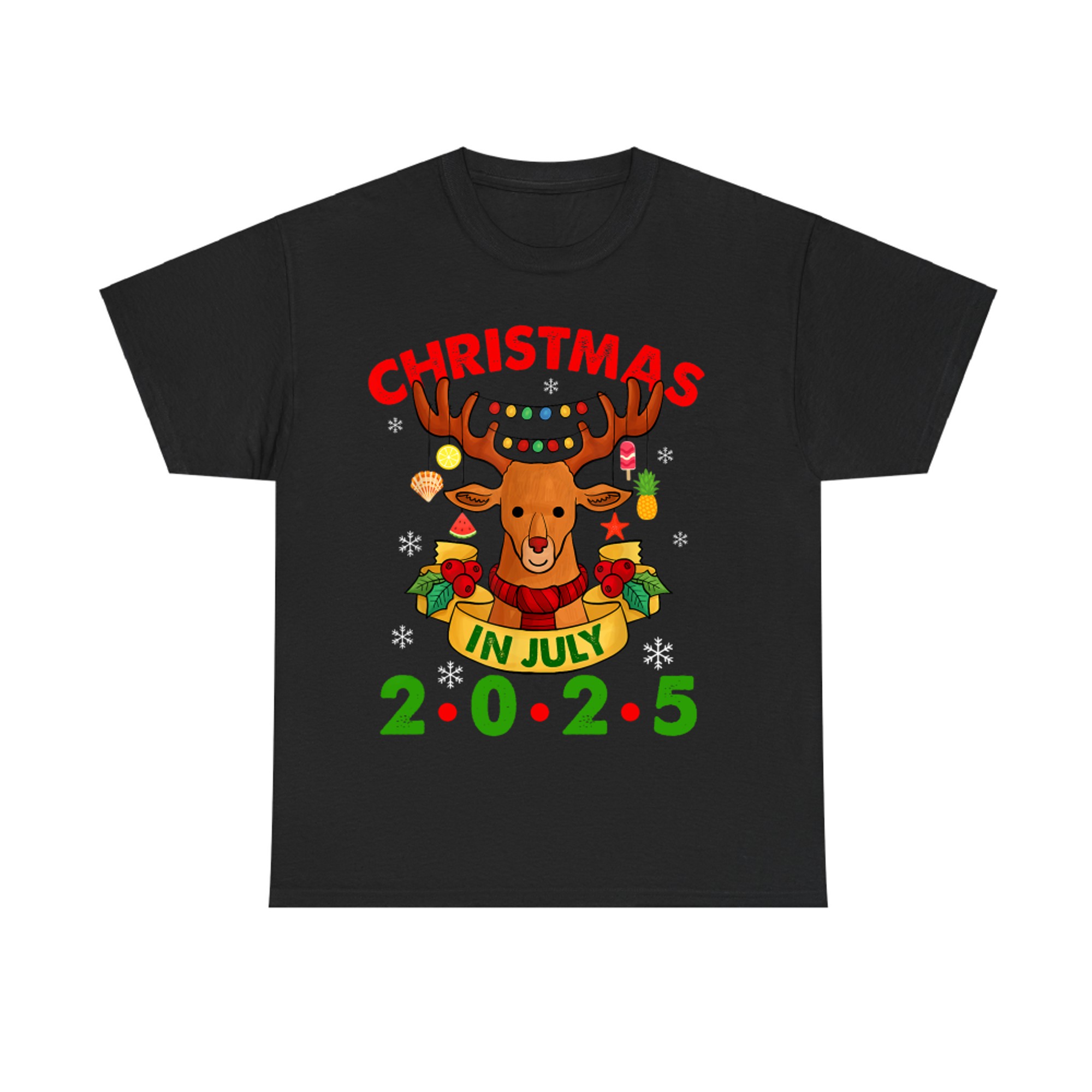 Christmas In July Reindeer Xmas Lights Summer T-Shirt