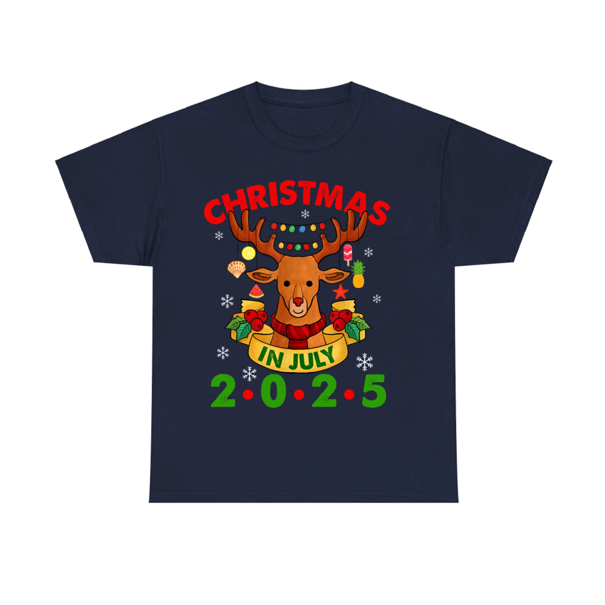 Christmas In July Reindeer Xmas Lights Summer T-Shirt