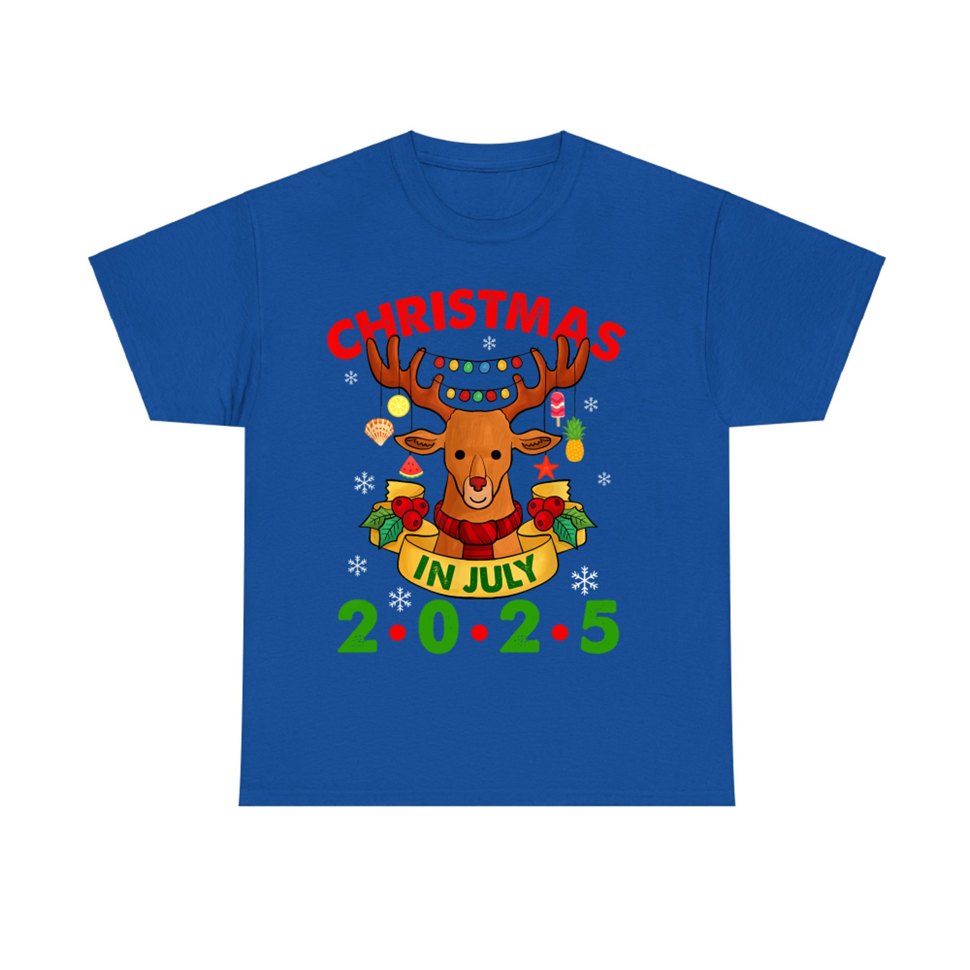 Christmas In July Reindeer Xmas Lights Summer T-Shirt