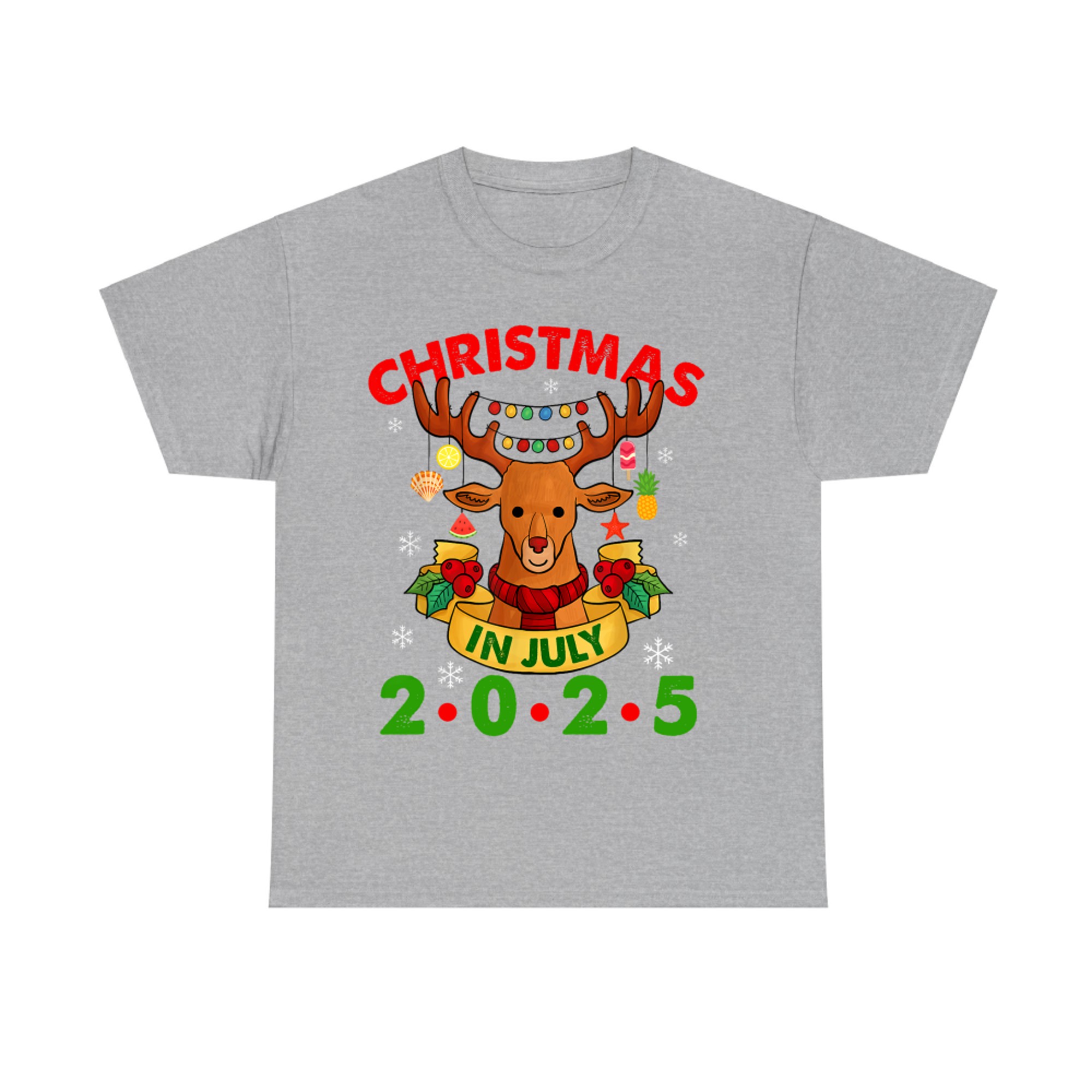 Christmas In July Reindeer Xmas Lights Summer T-Shirt