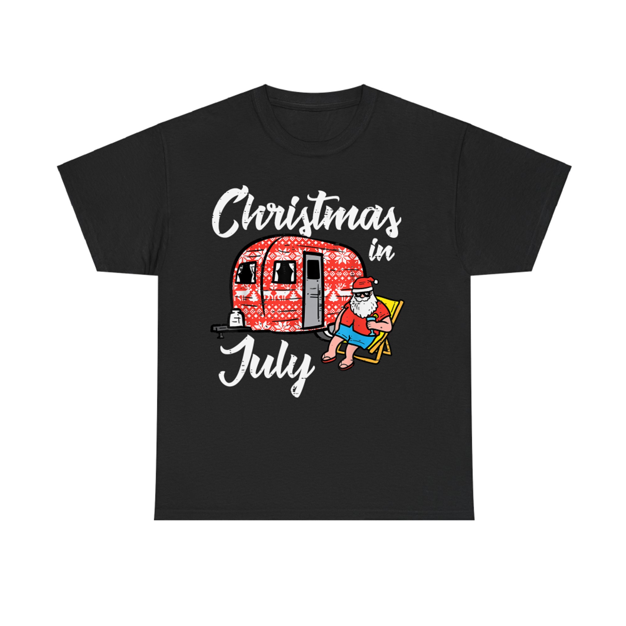 Christmas In July Santa Camping Funny Xmas T-Shirt