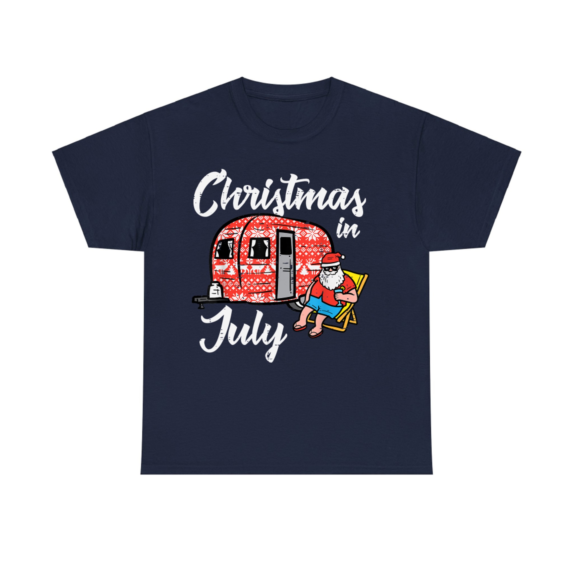 Christmas In July Santa Camping Funny Xmas T-Shirt