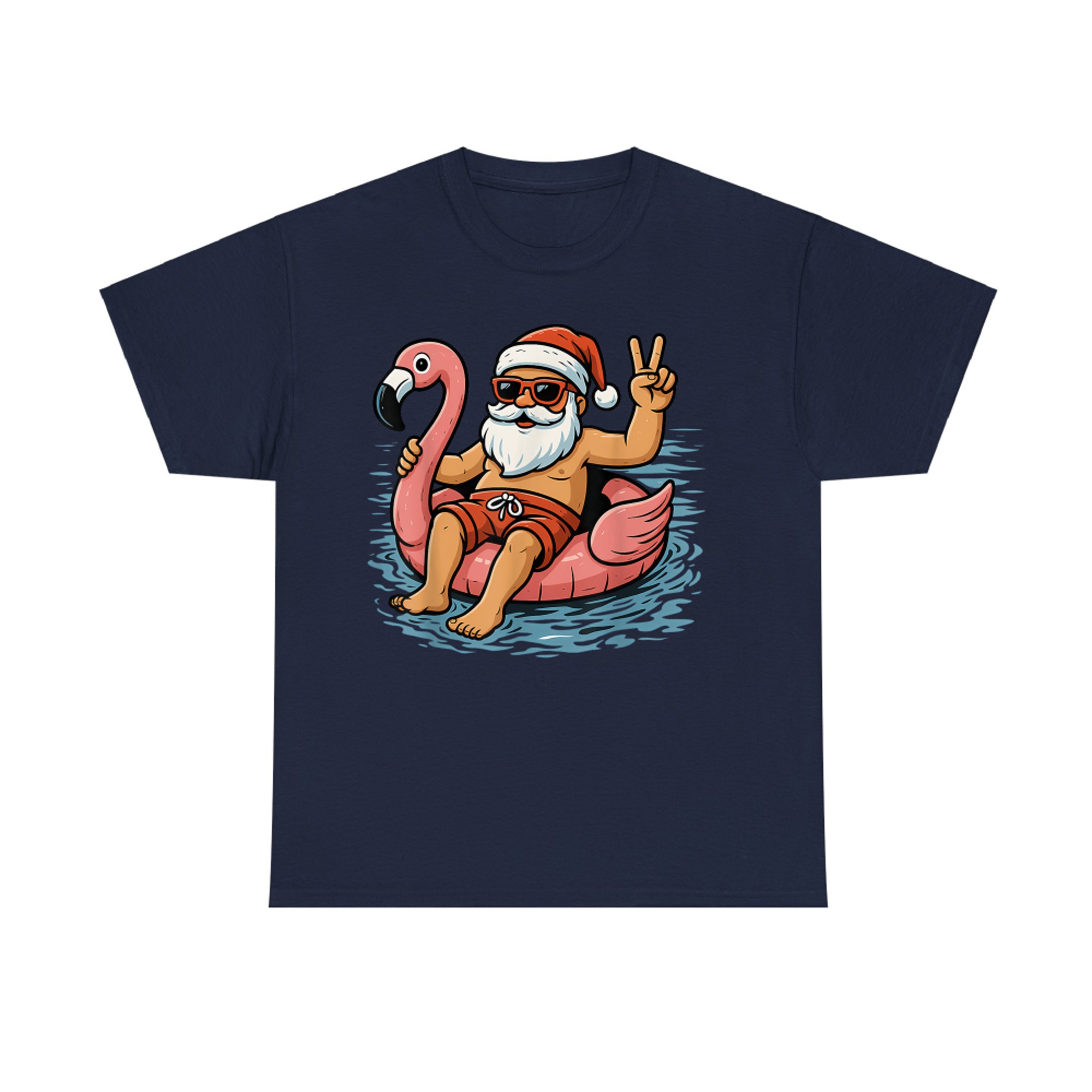 Christmas In July Santa Flamingo Summer Xmas T-Shirt