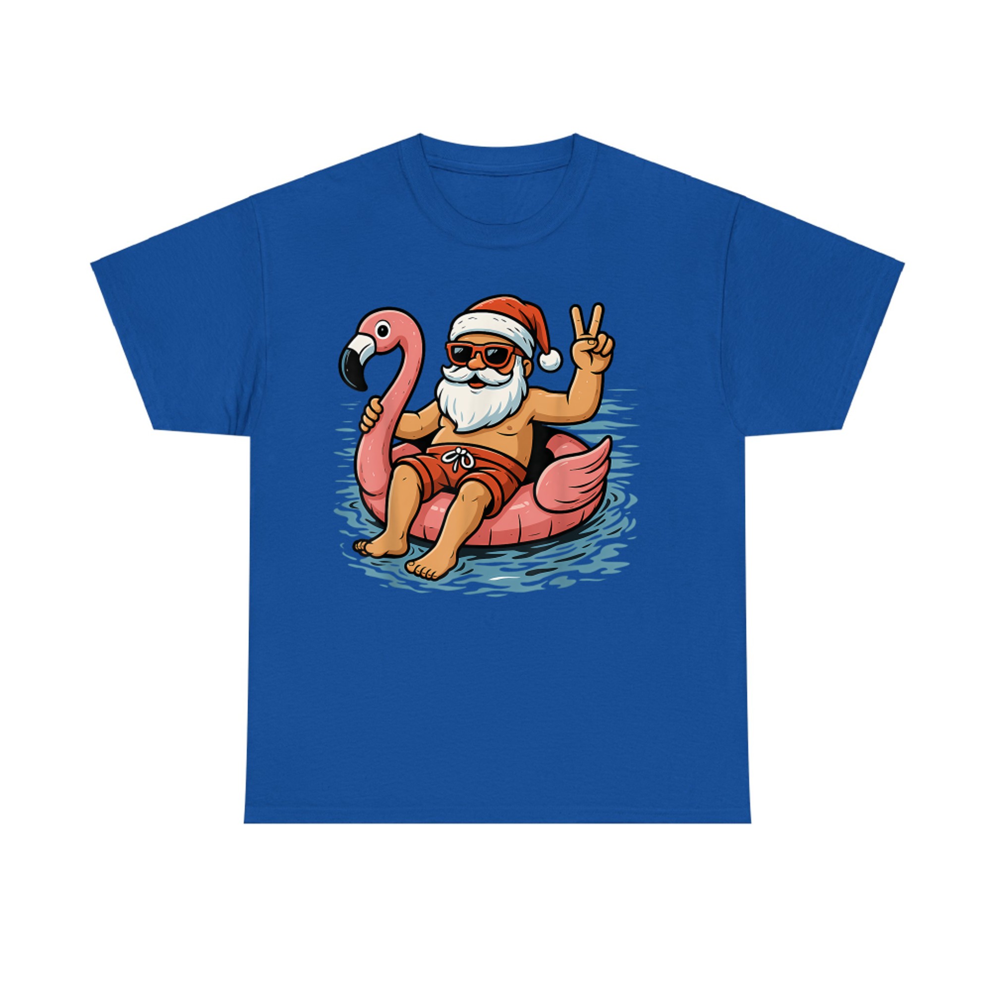 Christmas In July Santa Flamingo Summer Xmas T-Shirt