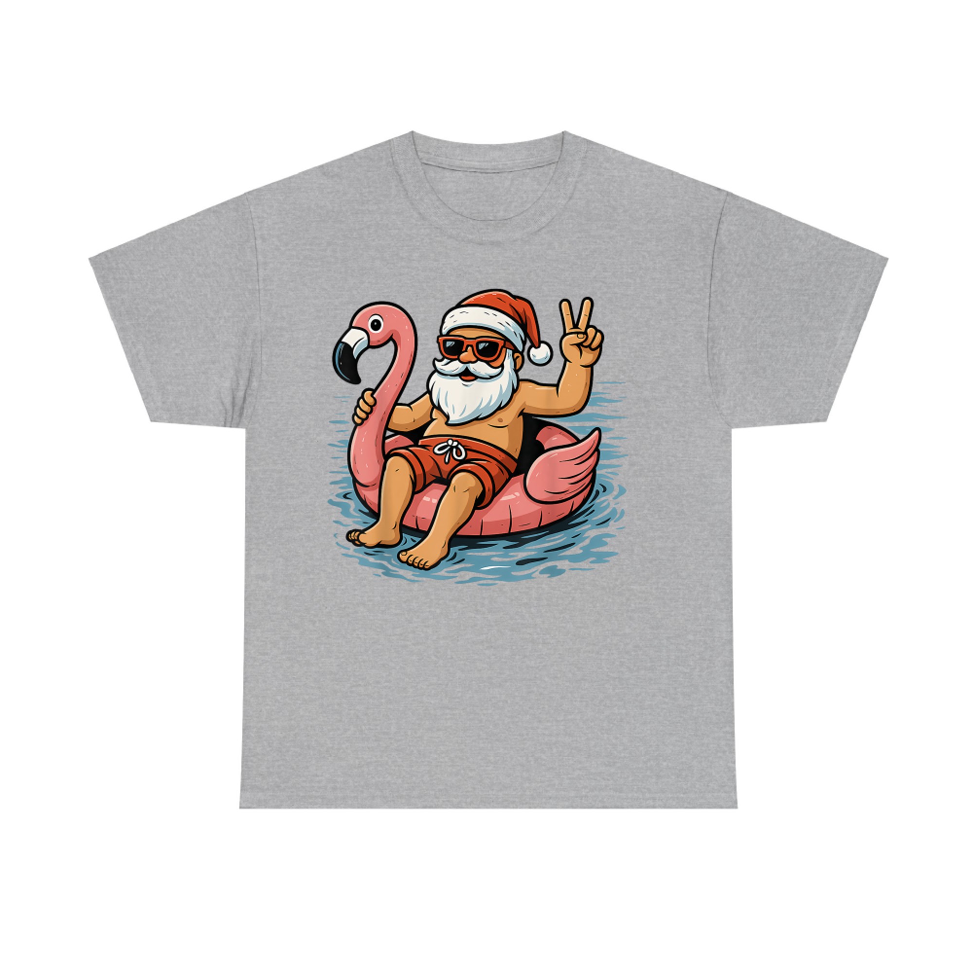 Christmas In July Santa Flamingo Summer Xmas T-Shirt