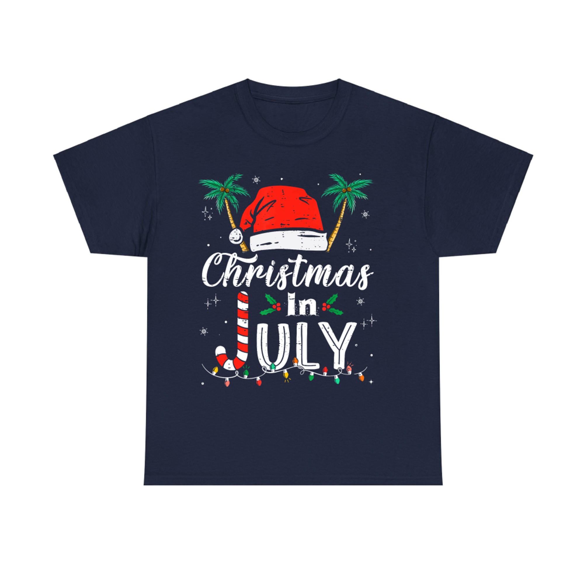 Christmas In July Santa Hat Funny Summer Xmas T-Shirt