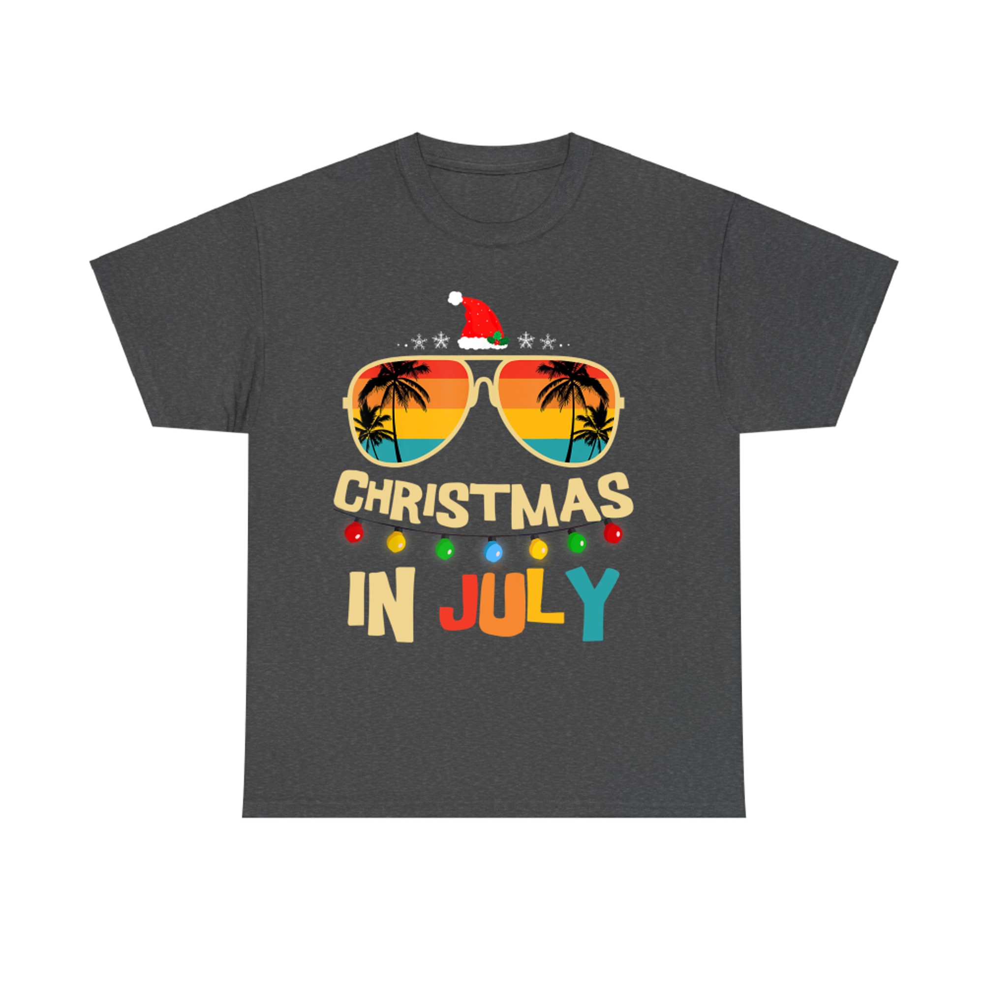 Christmas in July Santa Hat Sunglasses Summer Vacation T-Shirt