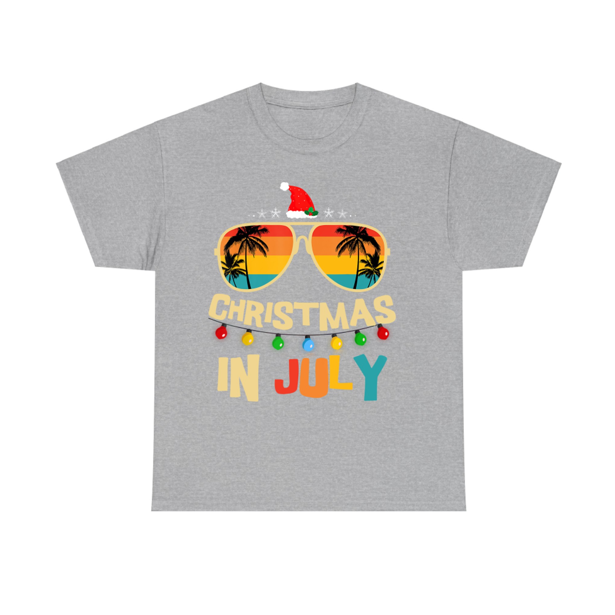 Christmas in July Santa Hat Sunglasses Summer Vacation T-Shirt