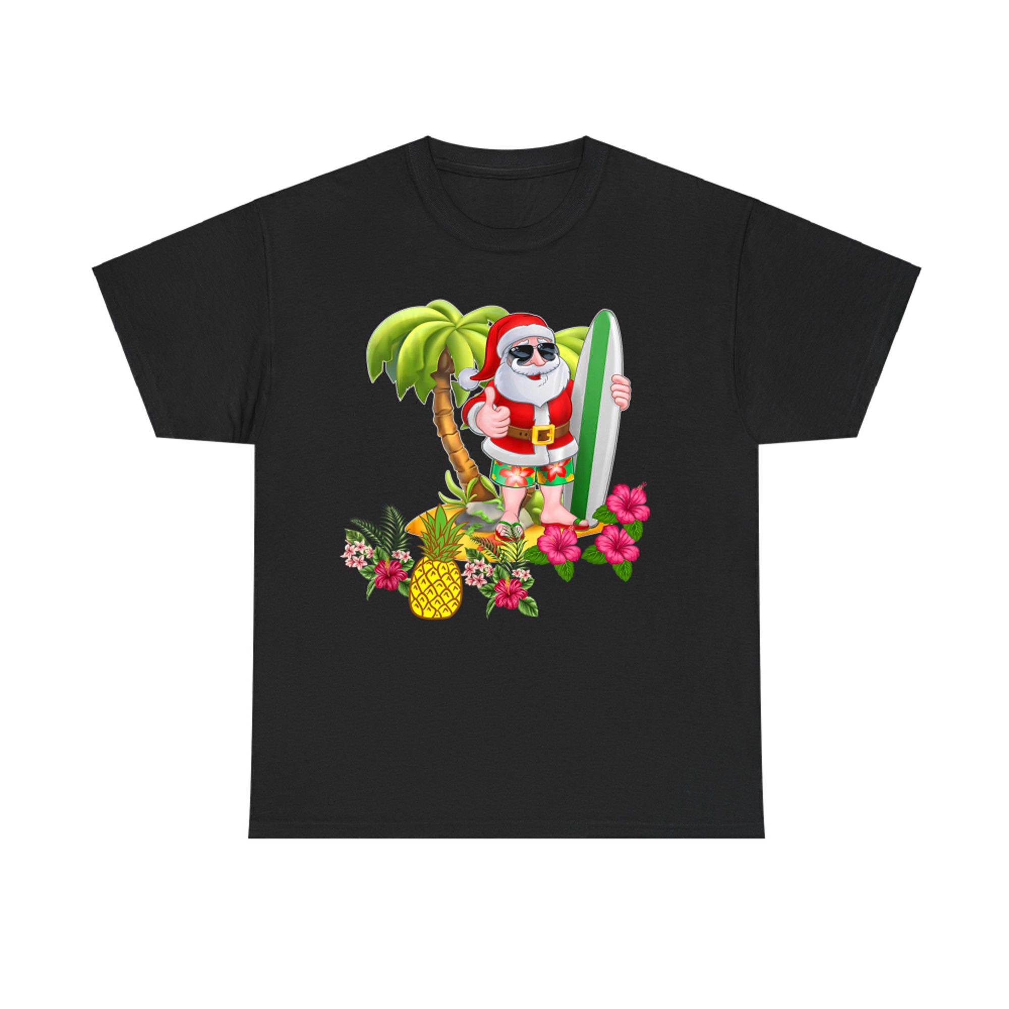Christmas in July Santa Hawaiian Summer Surf T-Shirt