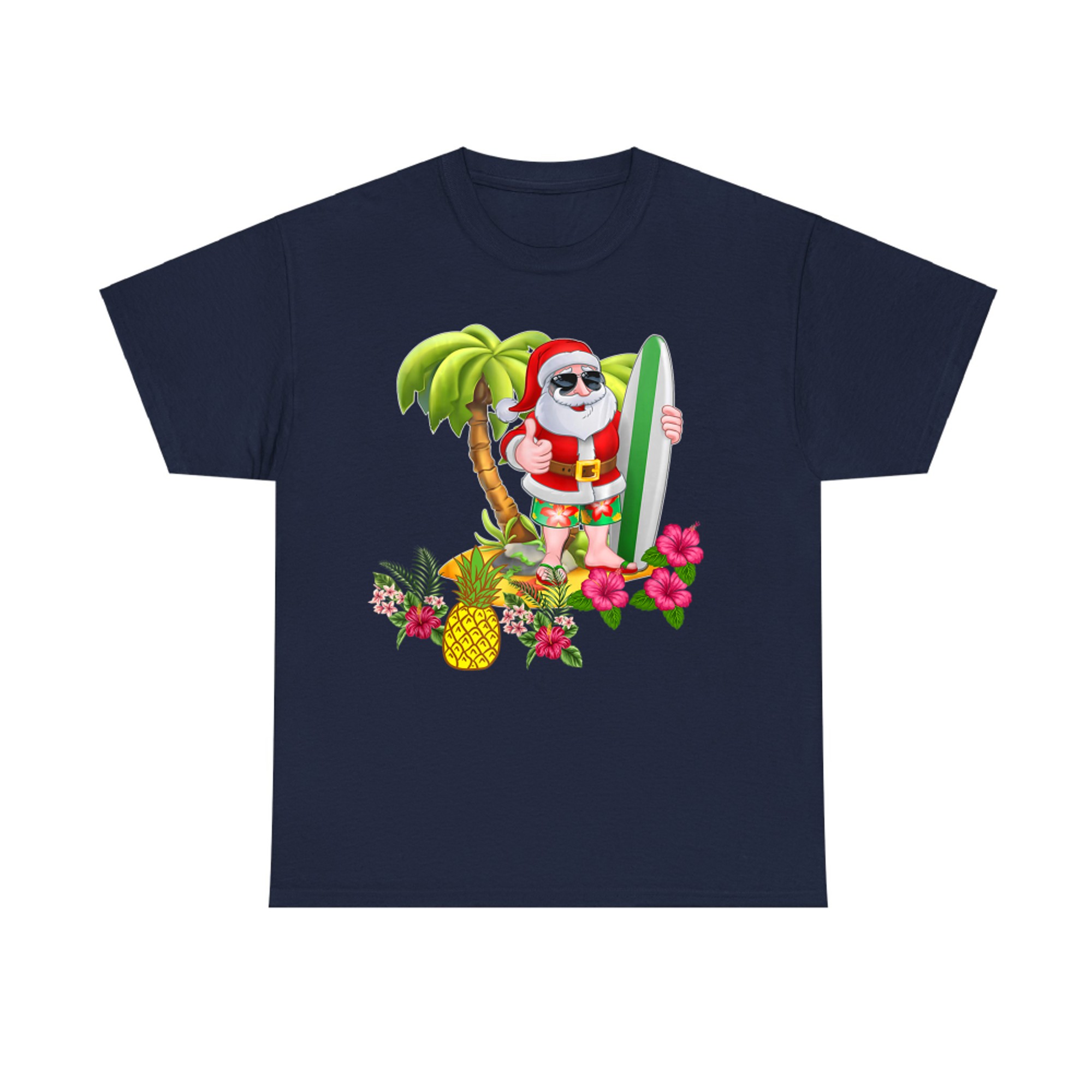 Christmas in July Santa Hawaiian Summer Surf T-Shirt