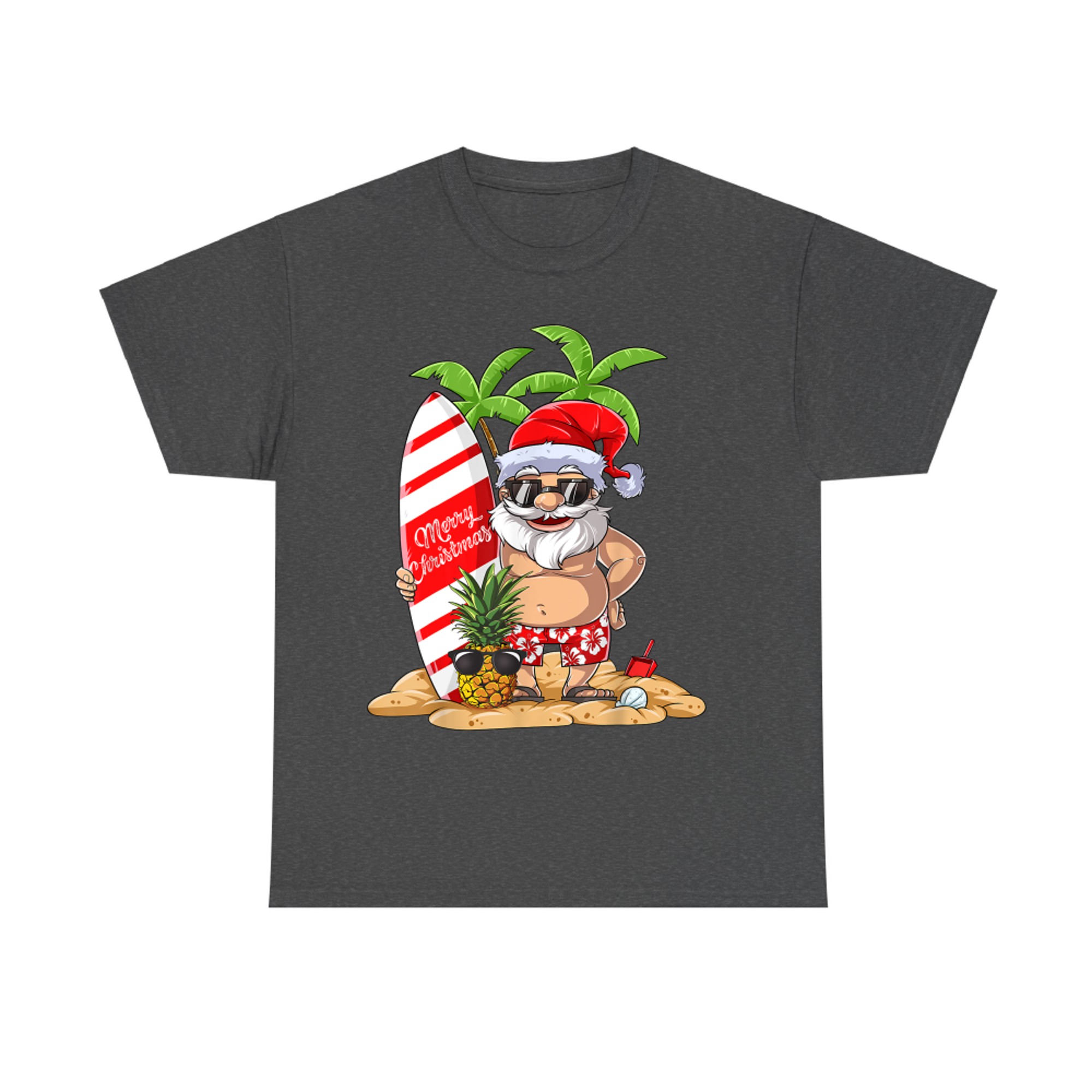 Christmas in July Santa Hawaiian Surfing Gifts Summer Surf T-Shirt