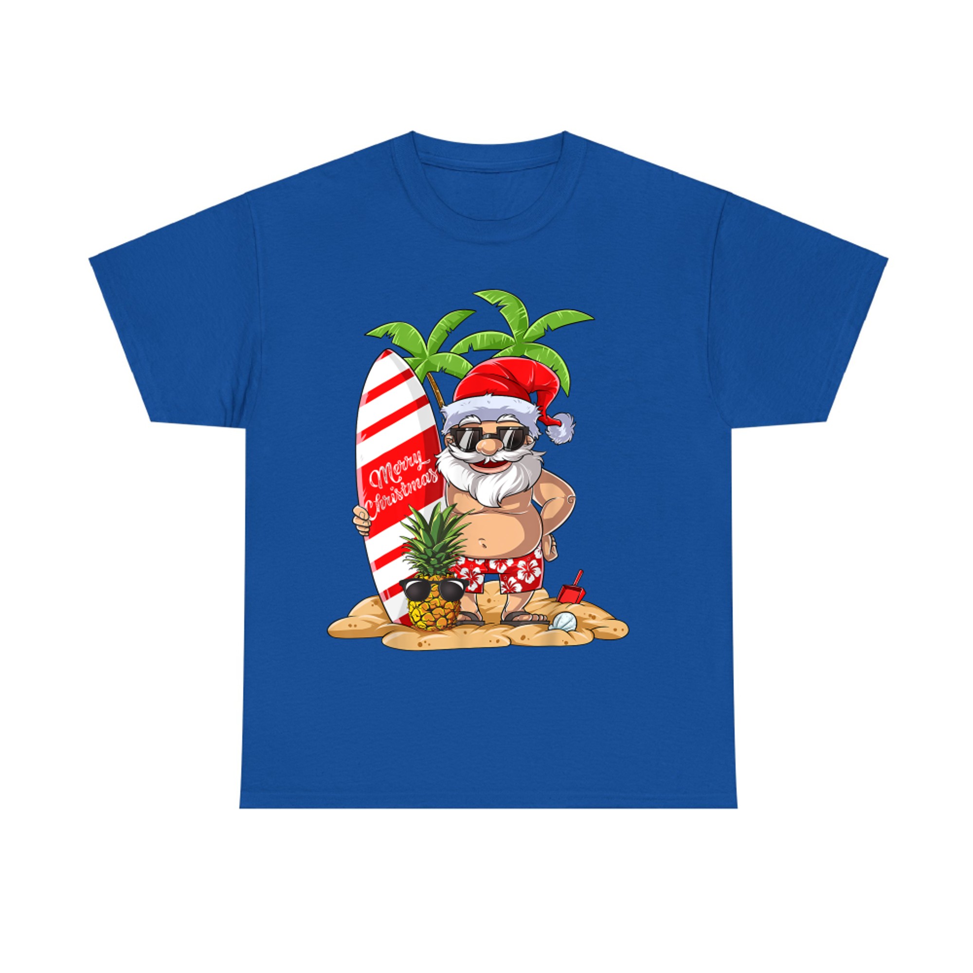 Christmas in July Santa Hawaiian Surfing Gifts Summer Surf T-Shirt