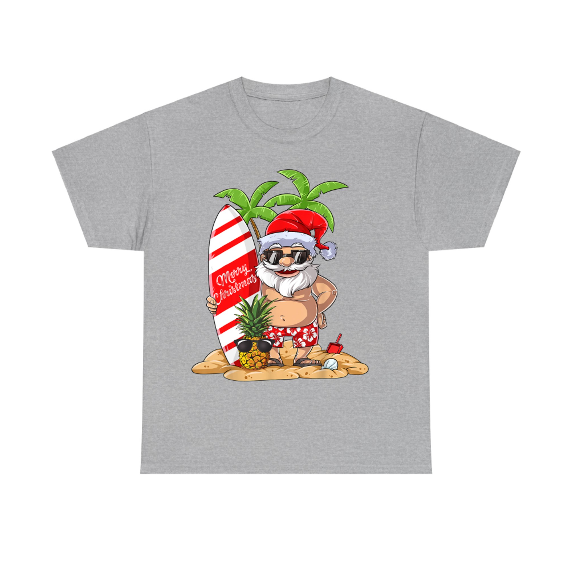 Christmas in July Santa Hawaiian Surfing Gifts Summer Surf T-Shirt
