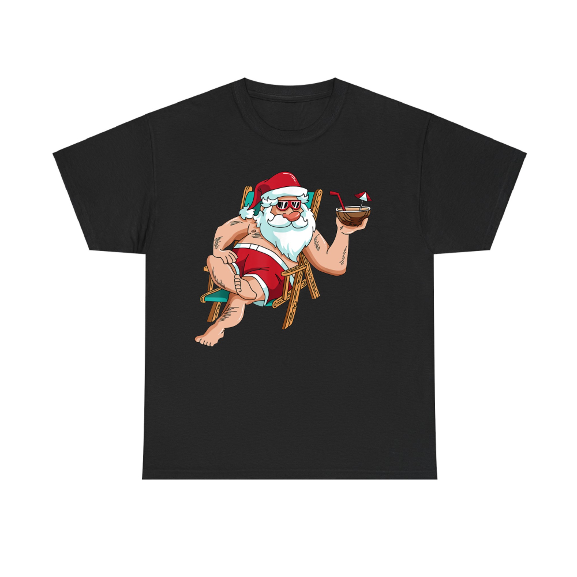Christmas in July Santa on Beach Independence Day Summer T-Shirt
