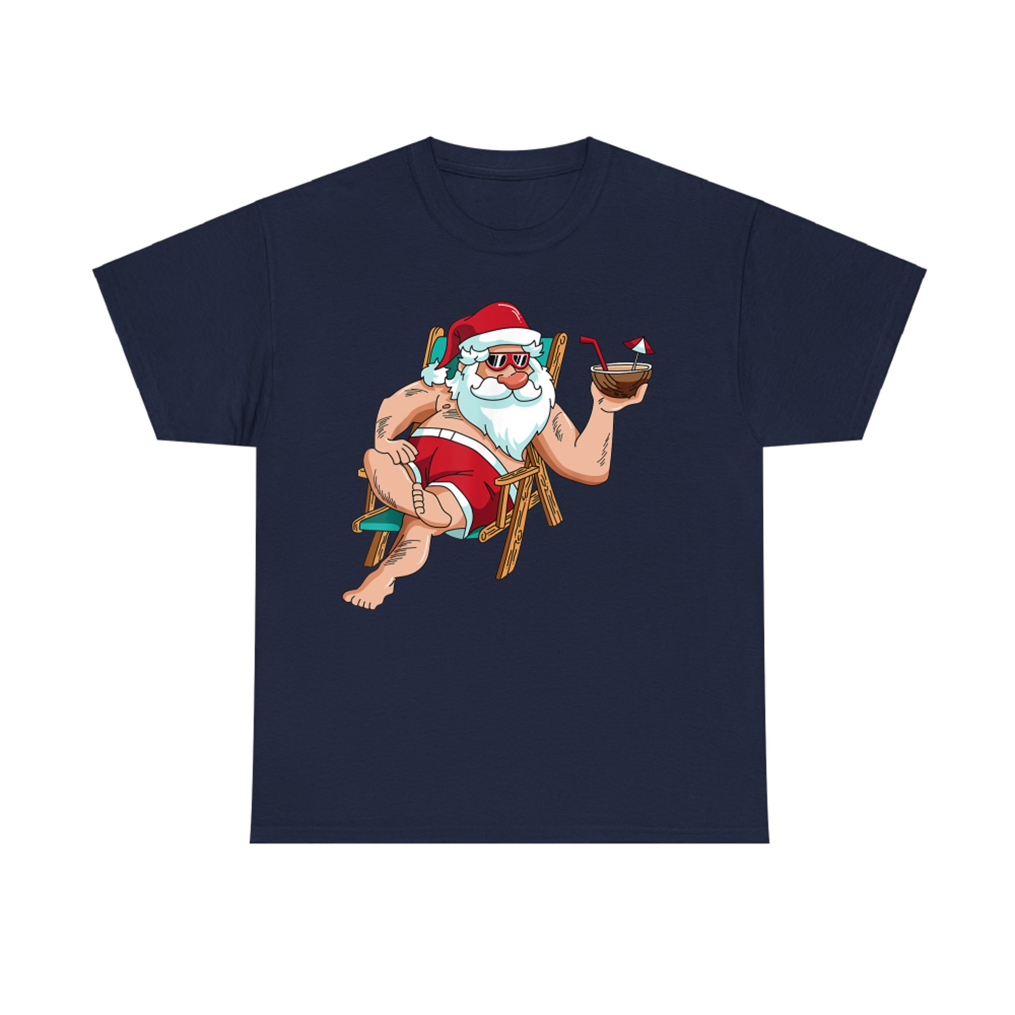 Christmas in July Santa on Beach Independence Day Summer T-Shirt