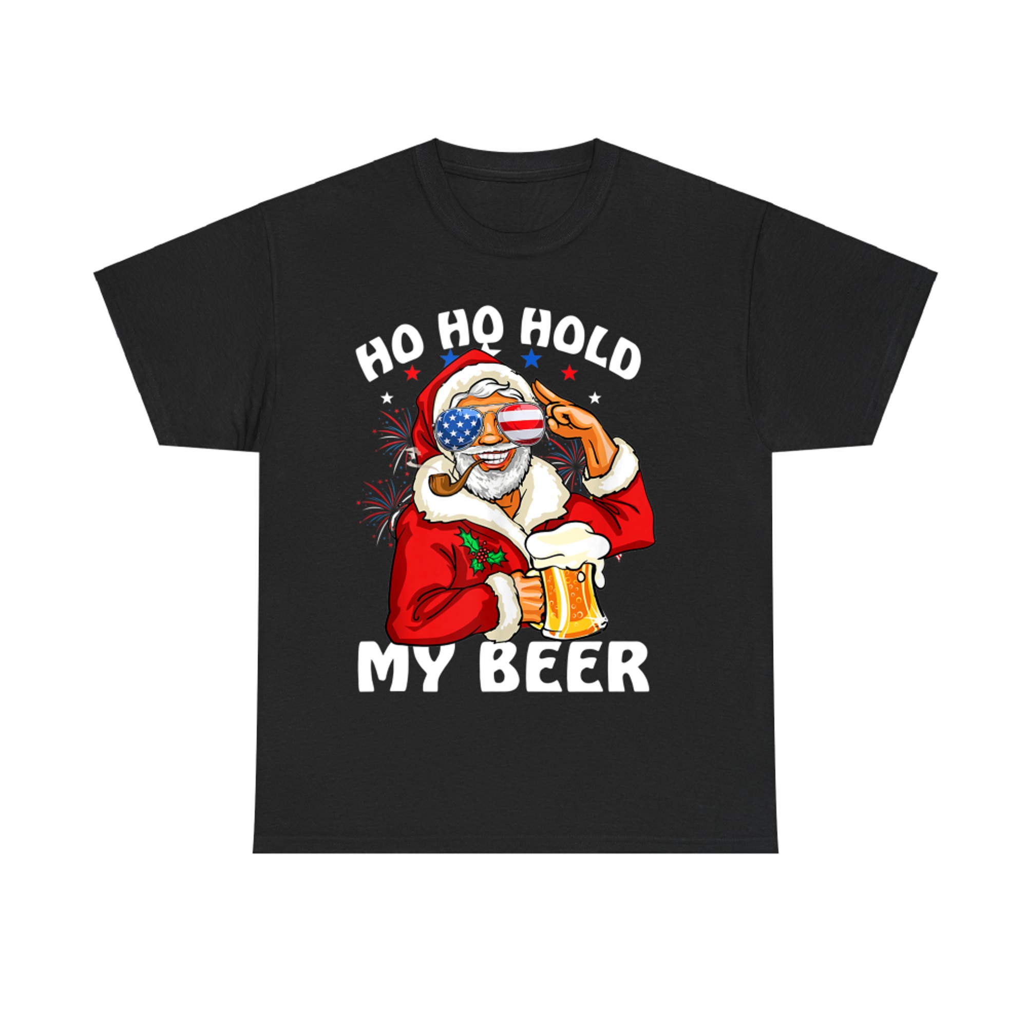 Ho Ho Hold My Beer Christmas In July Funny Santa T-Shirt