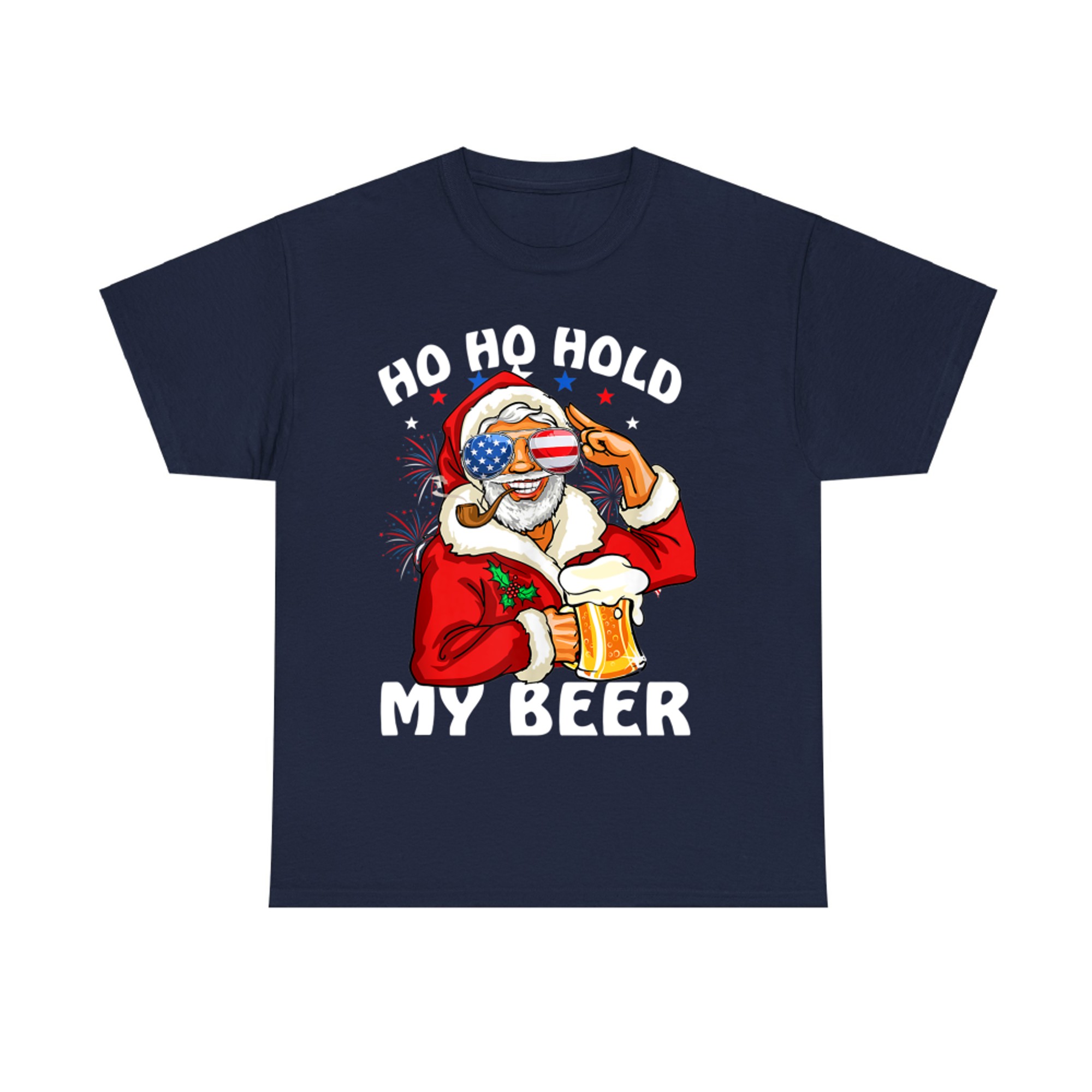 Ho Ho Hold My Beer Christmas In July Funny Santa T-Shirt