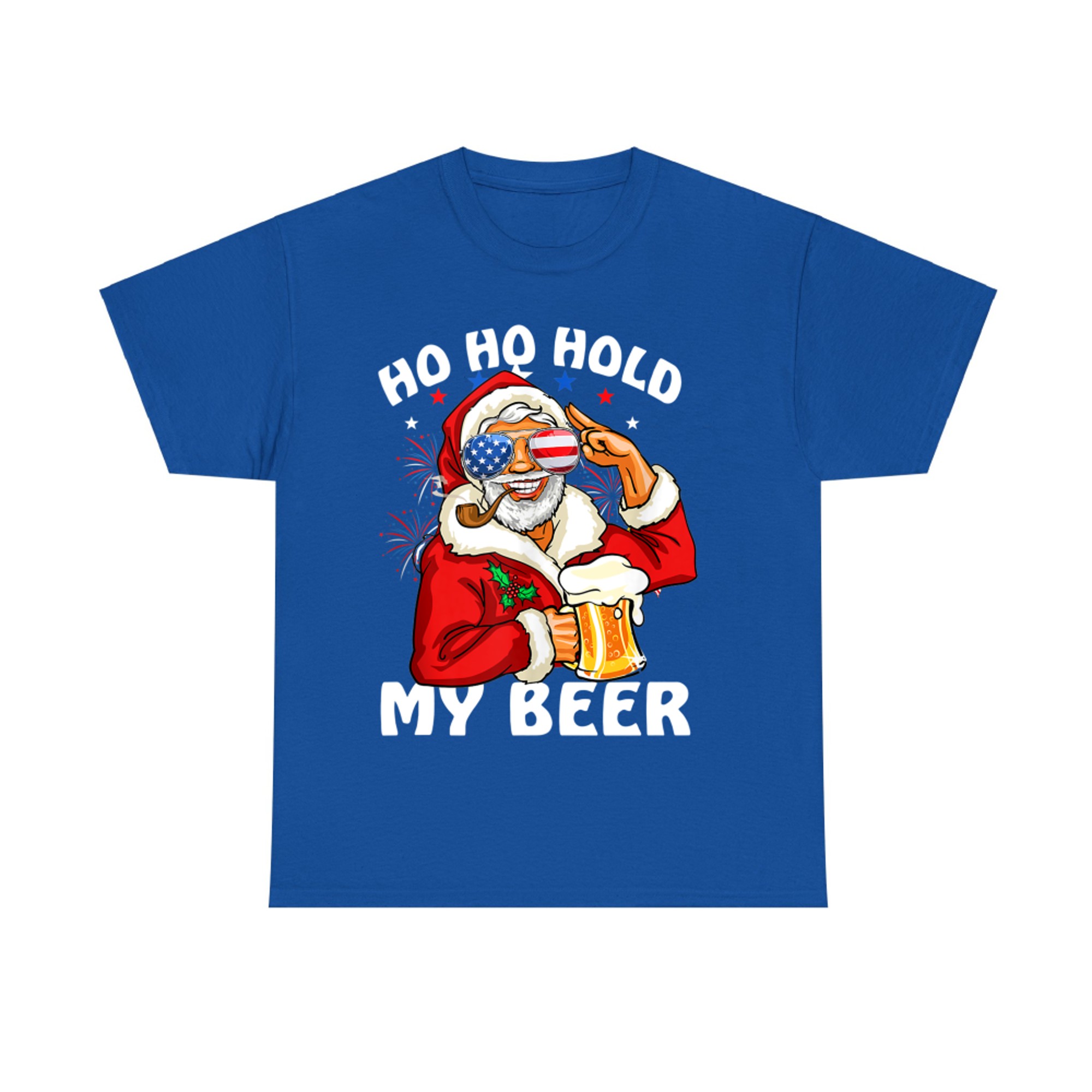Ho Ho Hold My Beer Christmas In July Funny Santa T-Shirt
