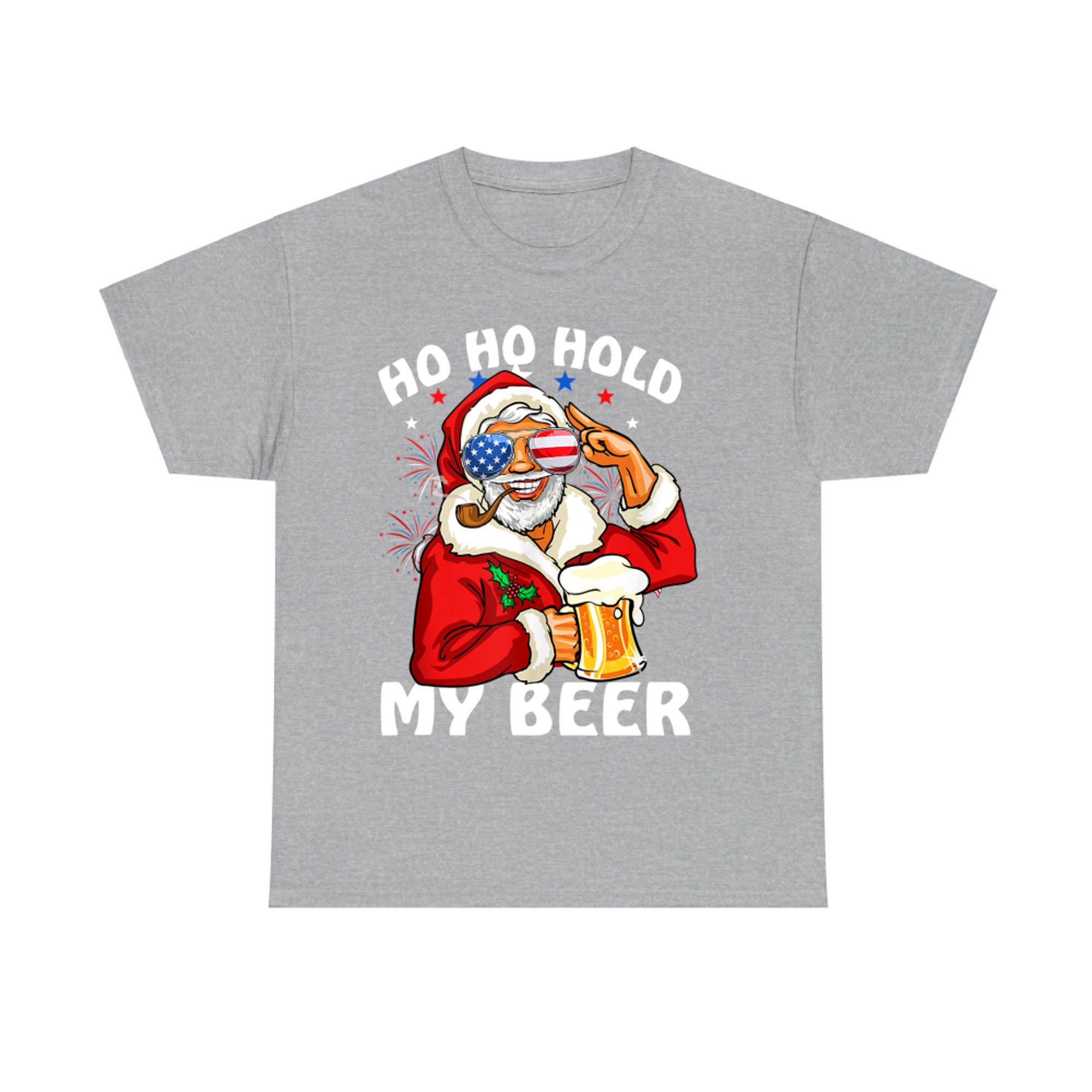 Ho Ho Hold My Beer Christmas In July Funny Santa T-Shirt
