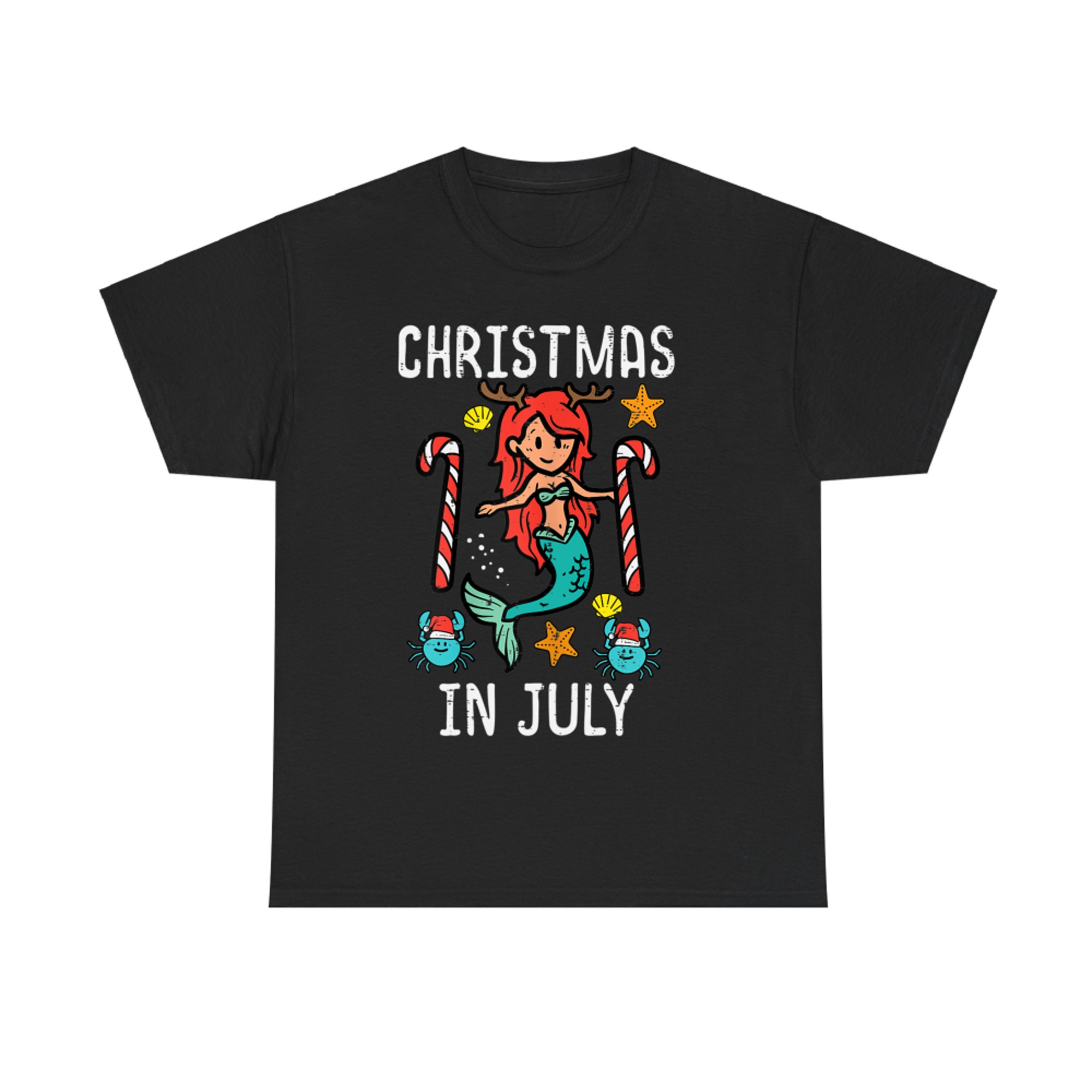 Christmas In July Mermaid Crab Cute Summer Xmas T-Shirt