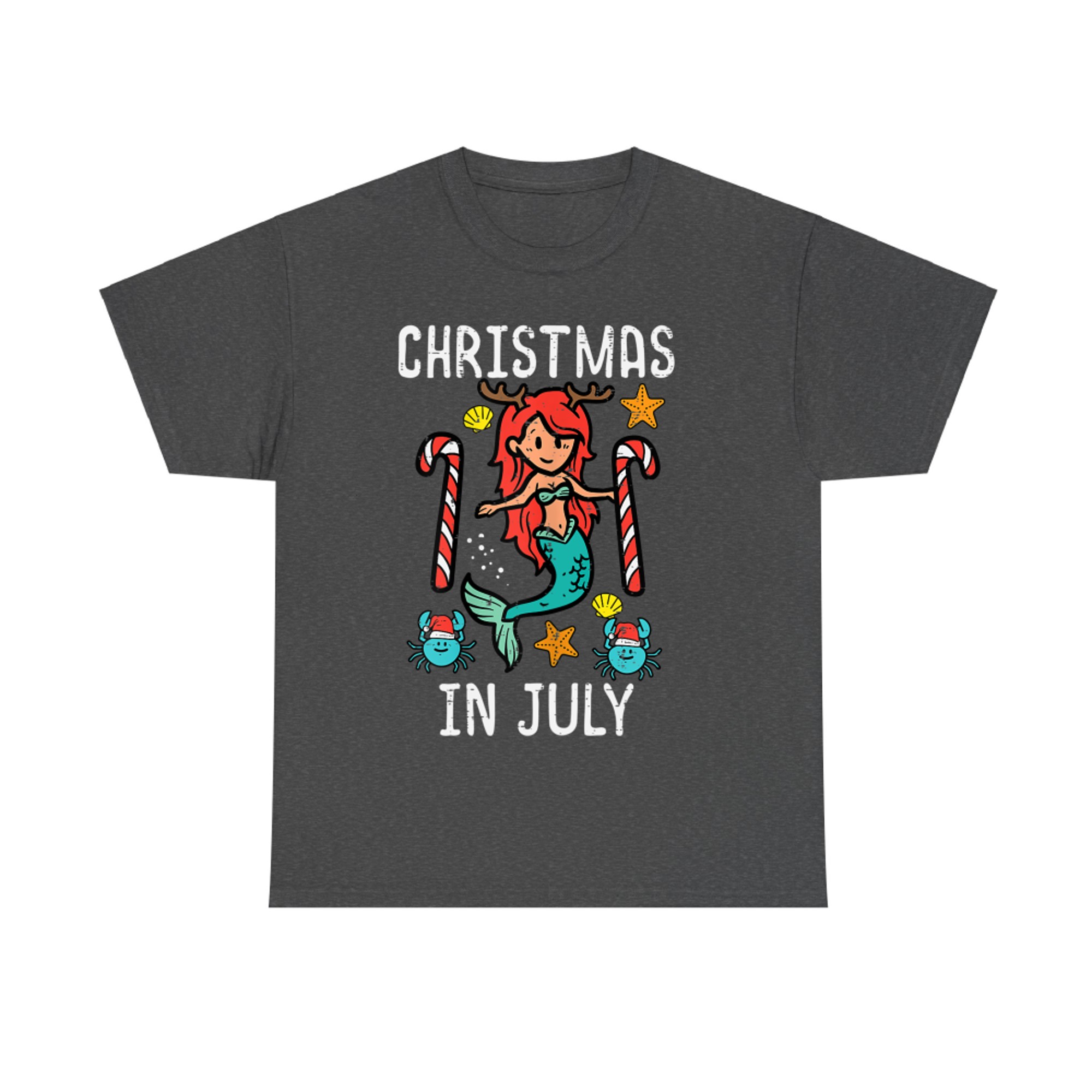 Christmas In July Mermaid Crab Cute Summer Xmas T-Shirt