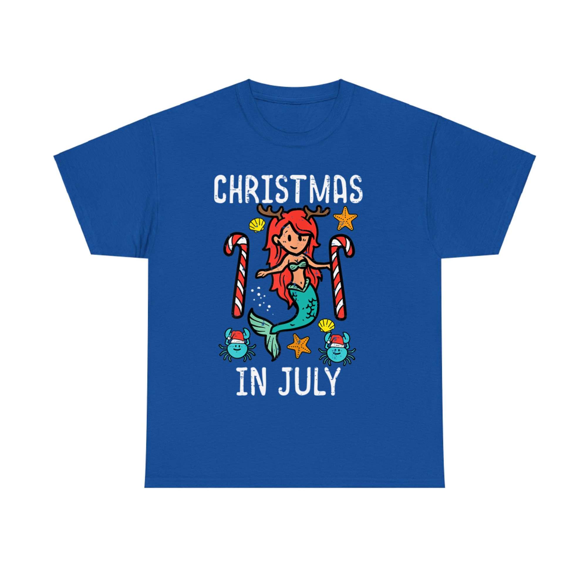Christmas In July Mermaid Crab Cute Summer Xmas T-Shirt