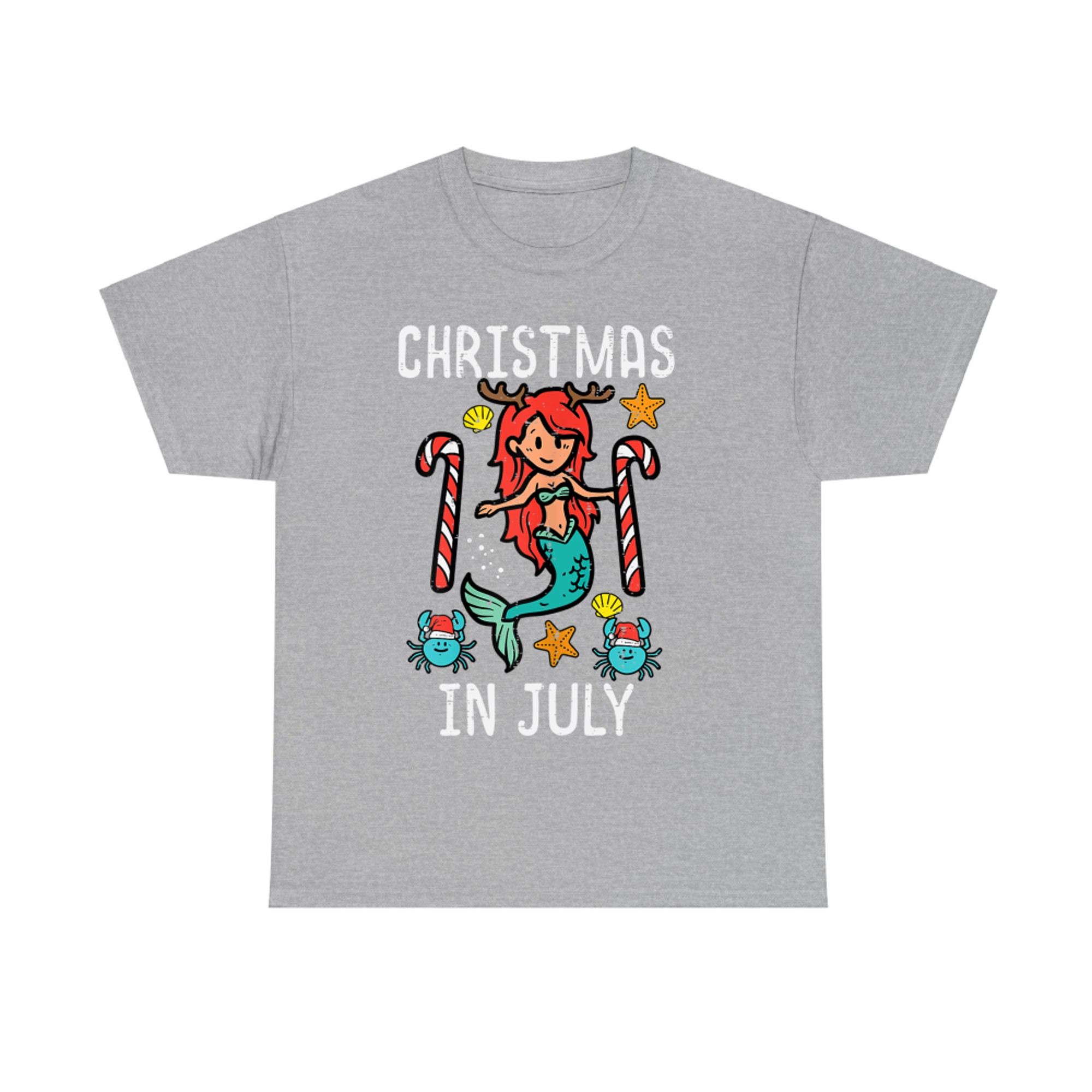 Christmas In July Mermaid Crab Cute Summer Xmas T-Shirt