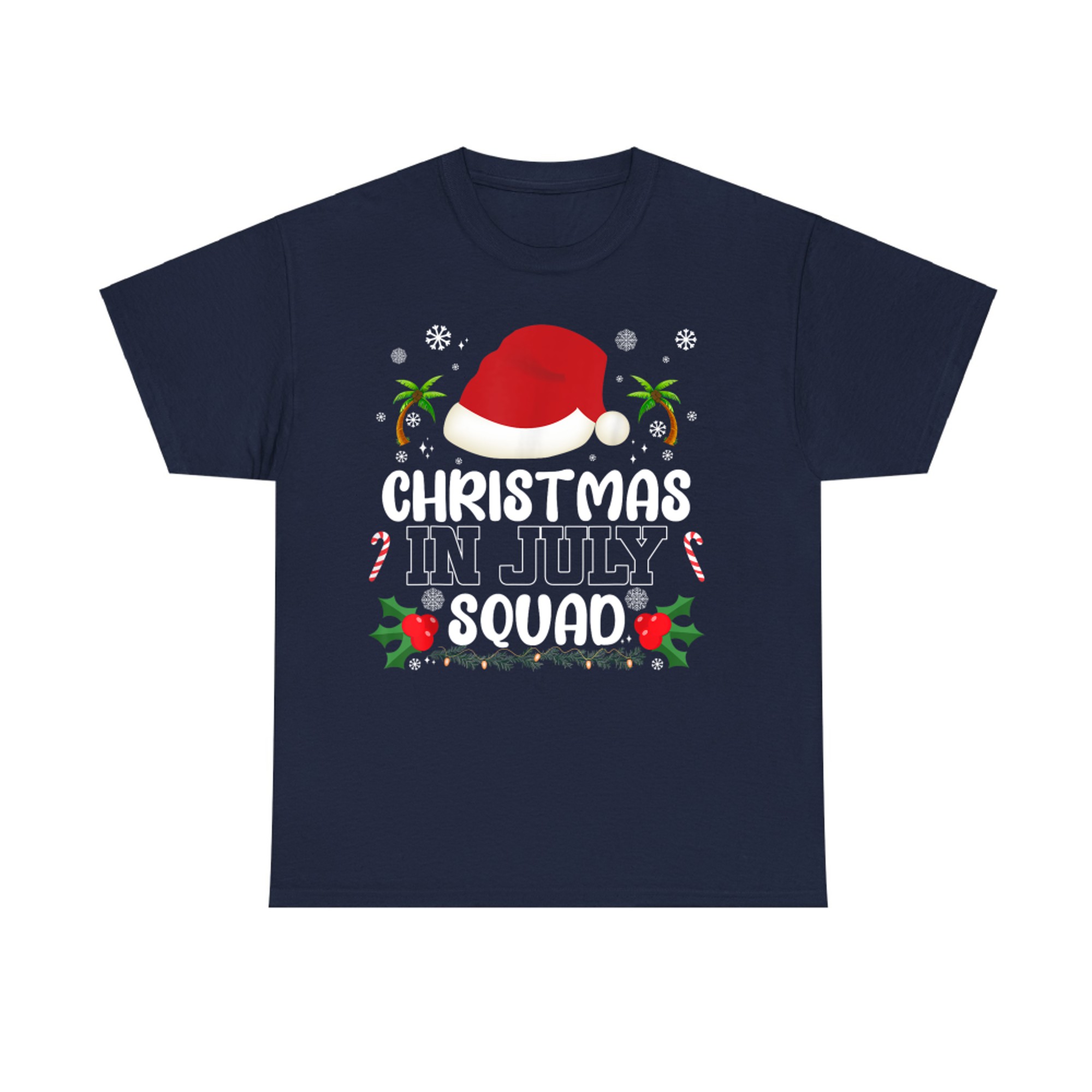 Christmas In July Squad Funny Vacation Xmas Santa Summer T-Shirt