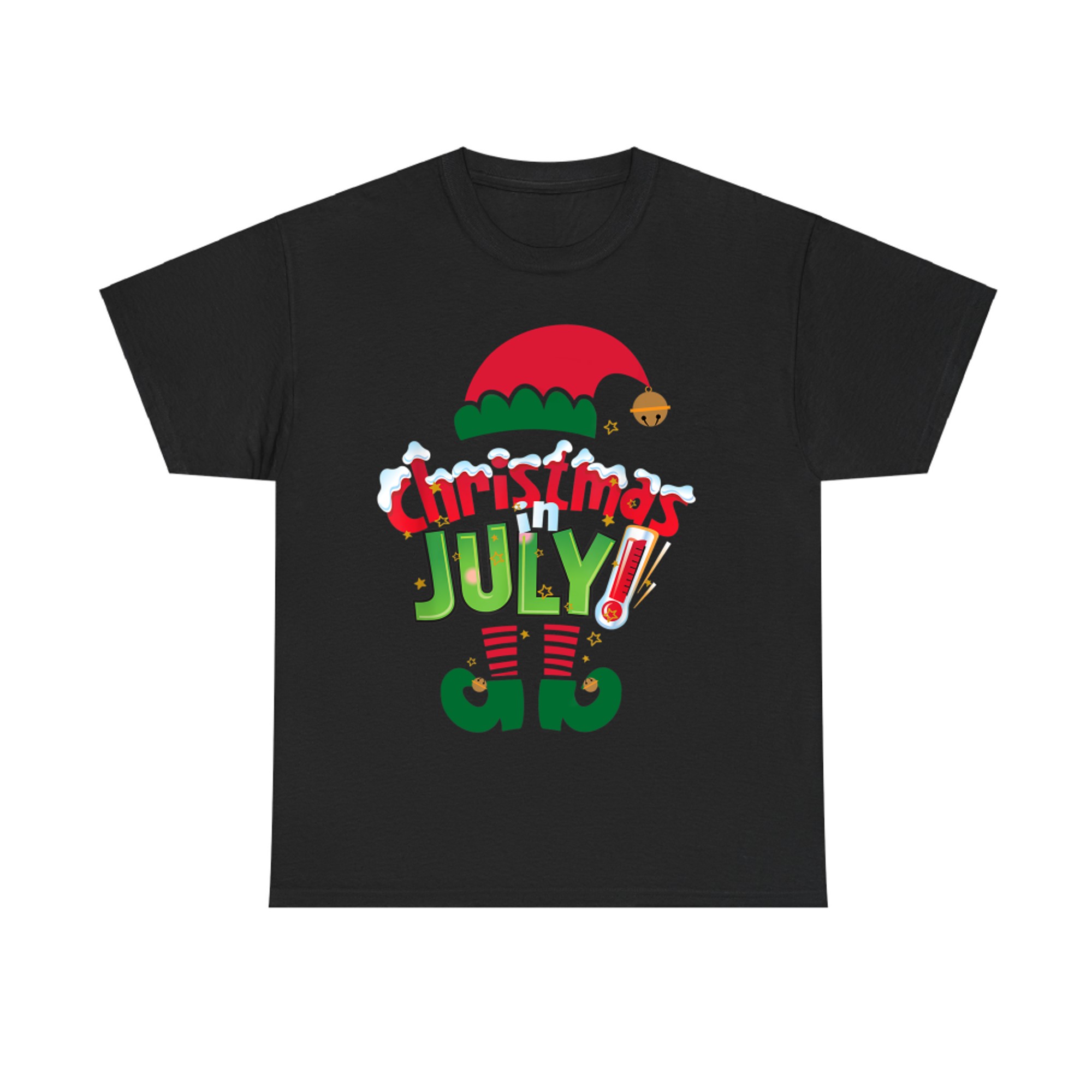 Funny Christmas in July Shirt Summer Elf Santa Xmas T-Shirt