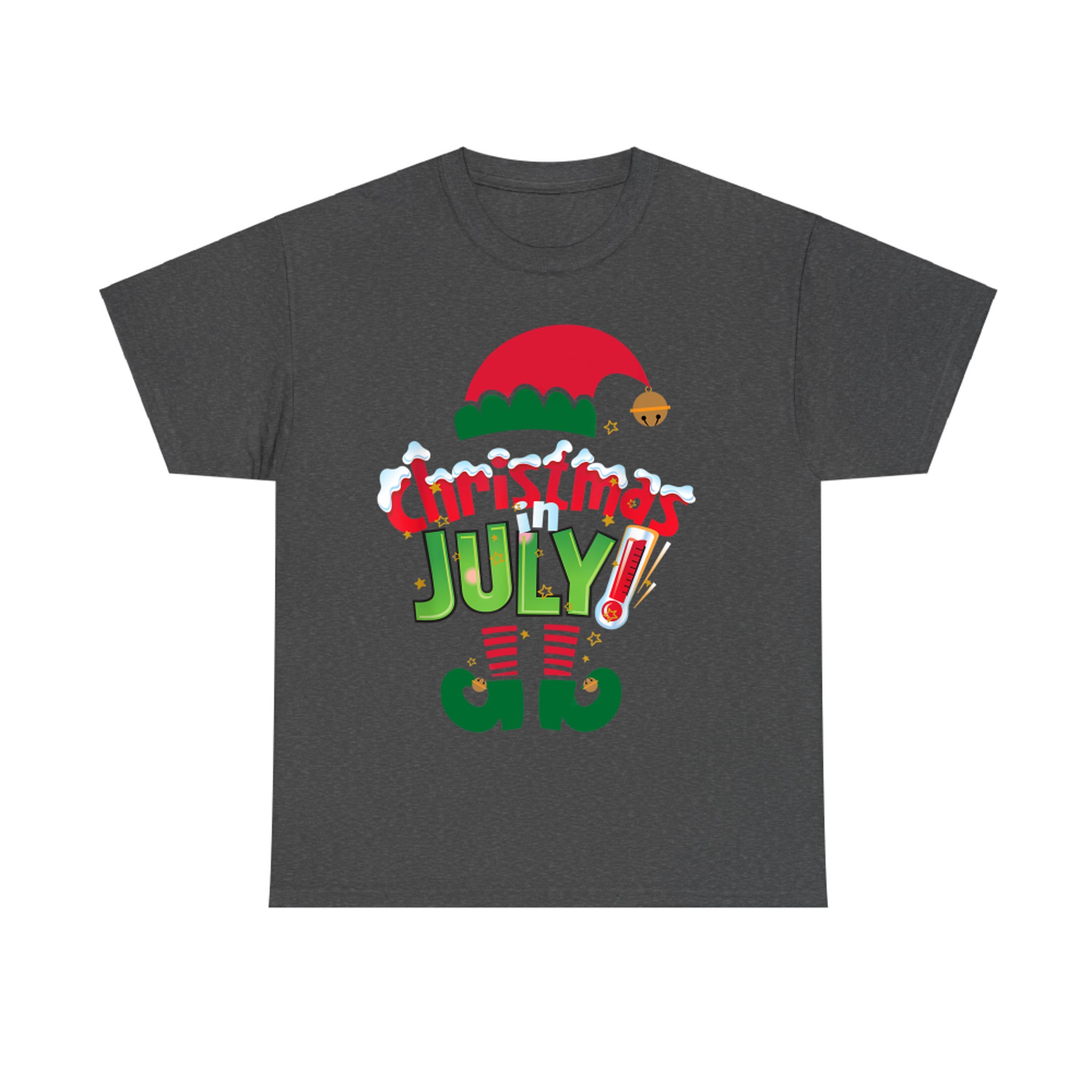 Funny Christmas in July Shirt Summer Elf Santa Xmas T-Shirt
