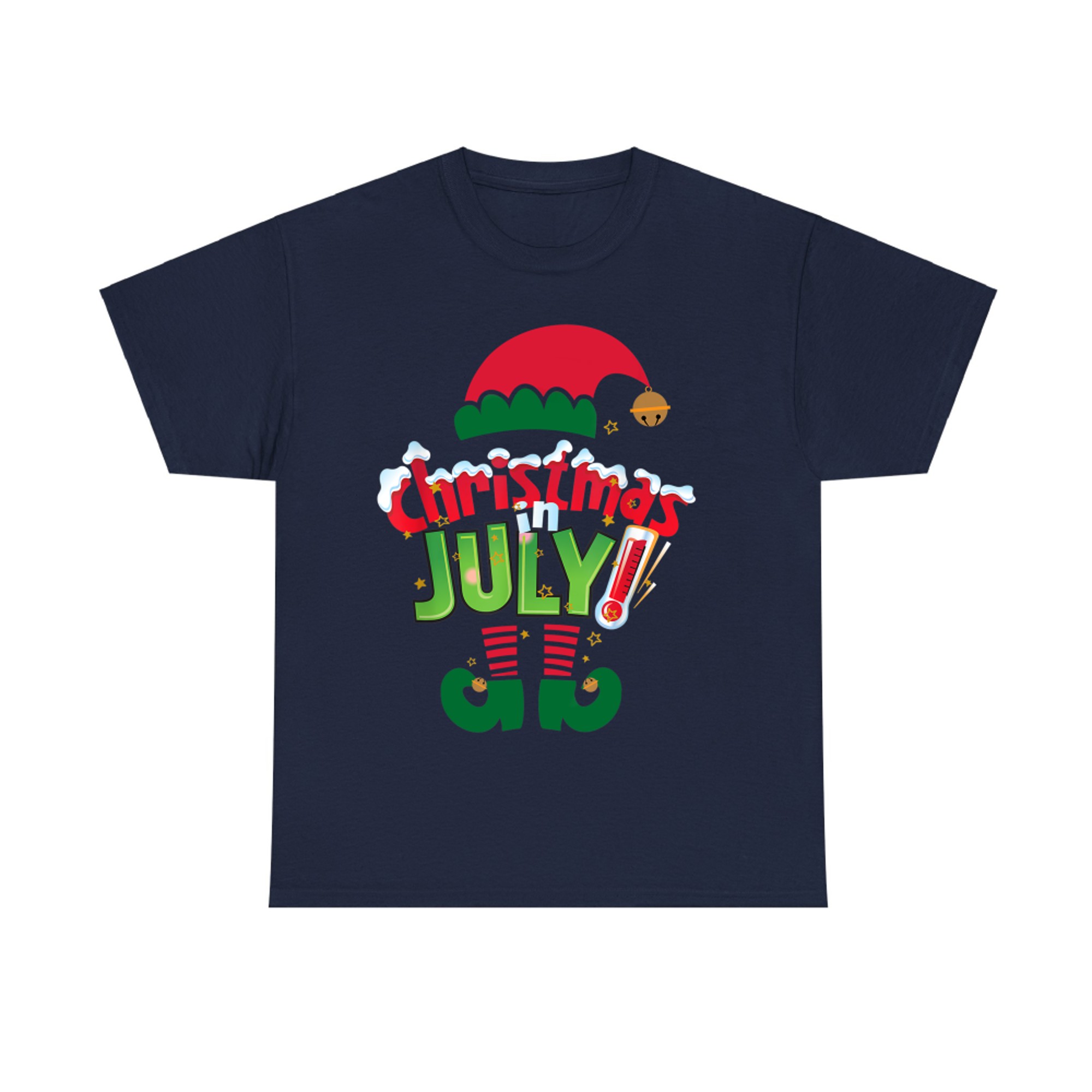 Funny Christmas in July Shirt Summer Elf Santa Xmas T-Shirt