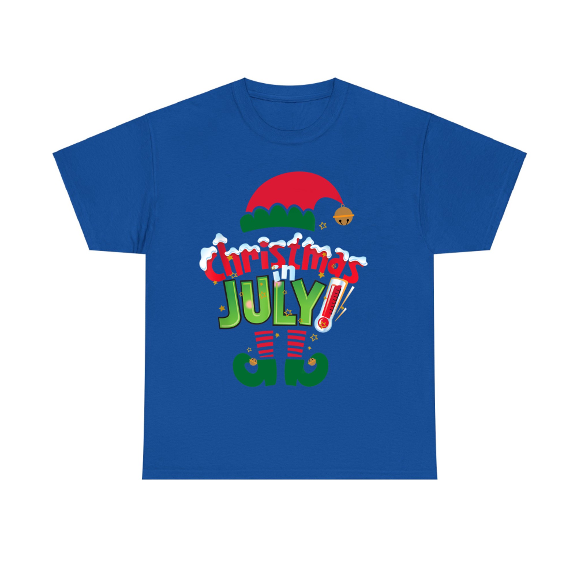 Funny Christmas in July Shirt Summer Elf Santa Xmas T-Shirt