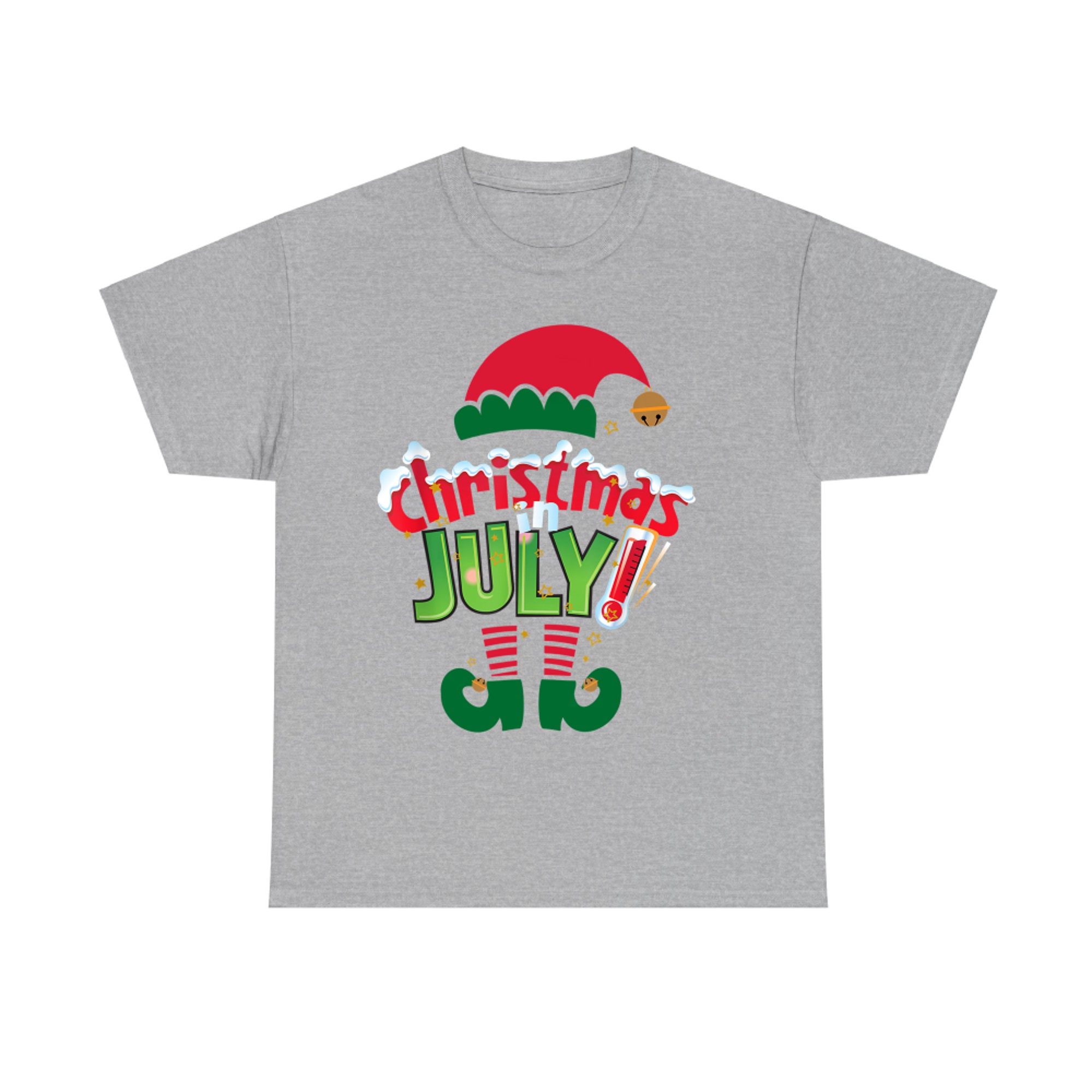 Funny Christmas in July Shirt Summer Elf Santa Xmas T-Shirt