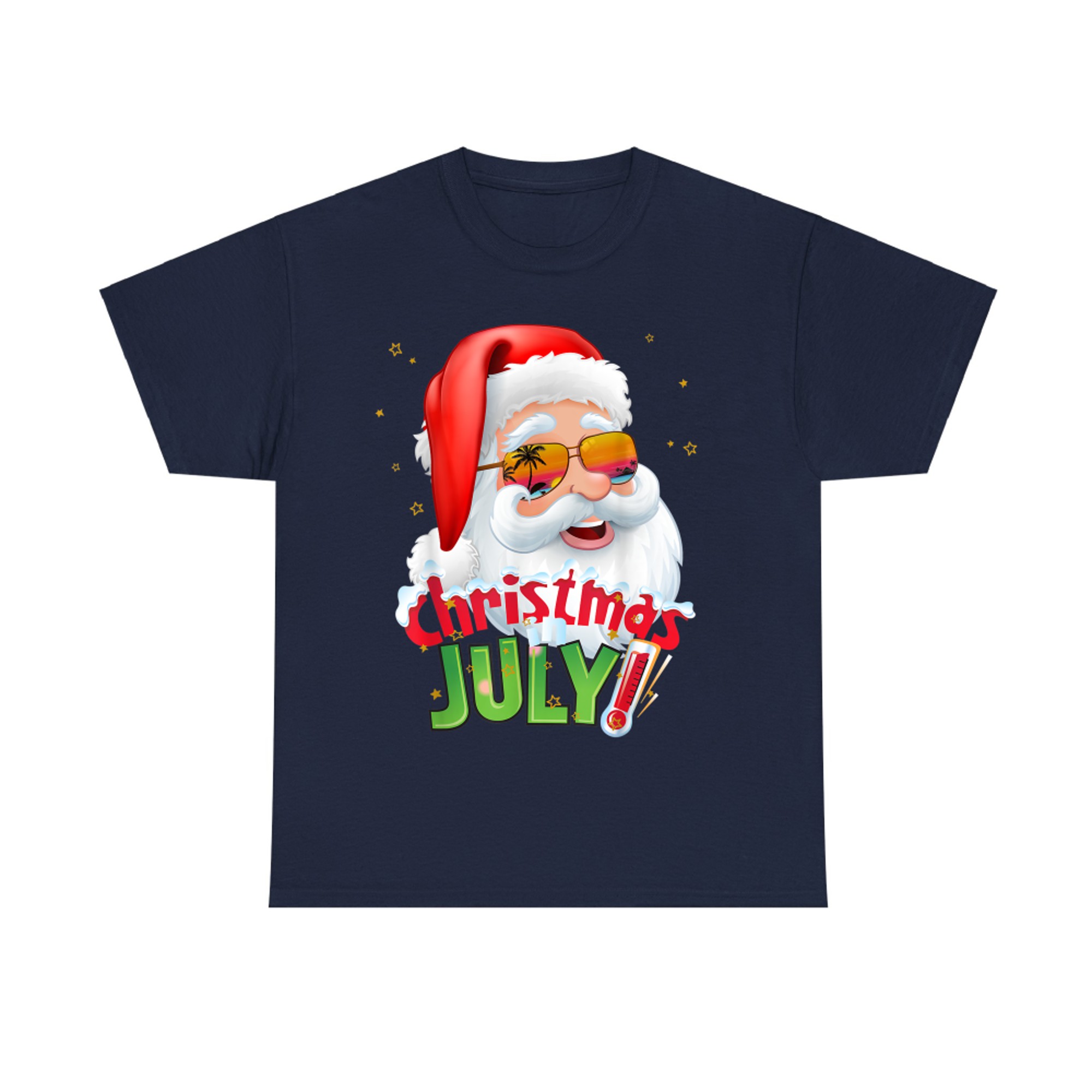 Funny Christmas in July Shirt Summer Santa Tropical Sunglasses Xmas T-Shirt