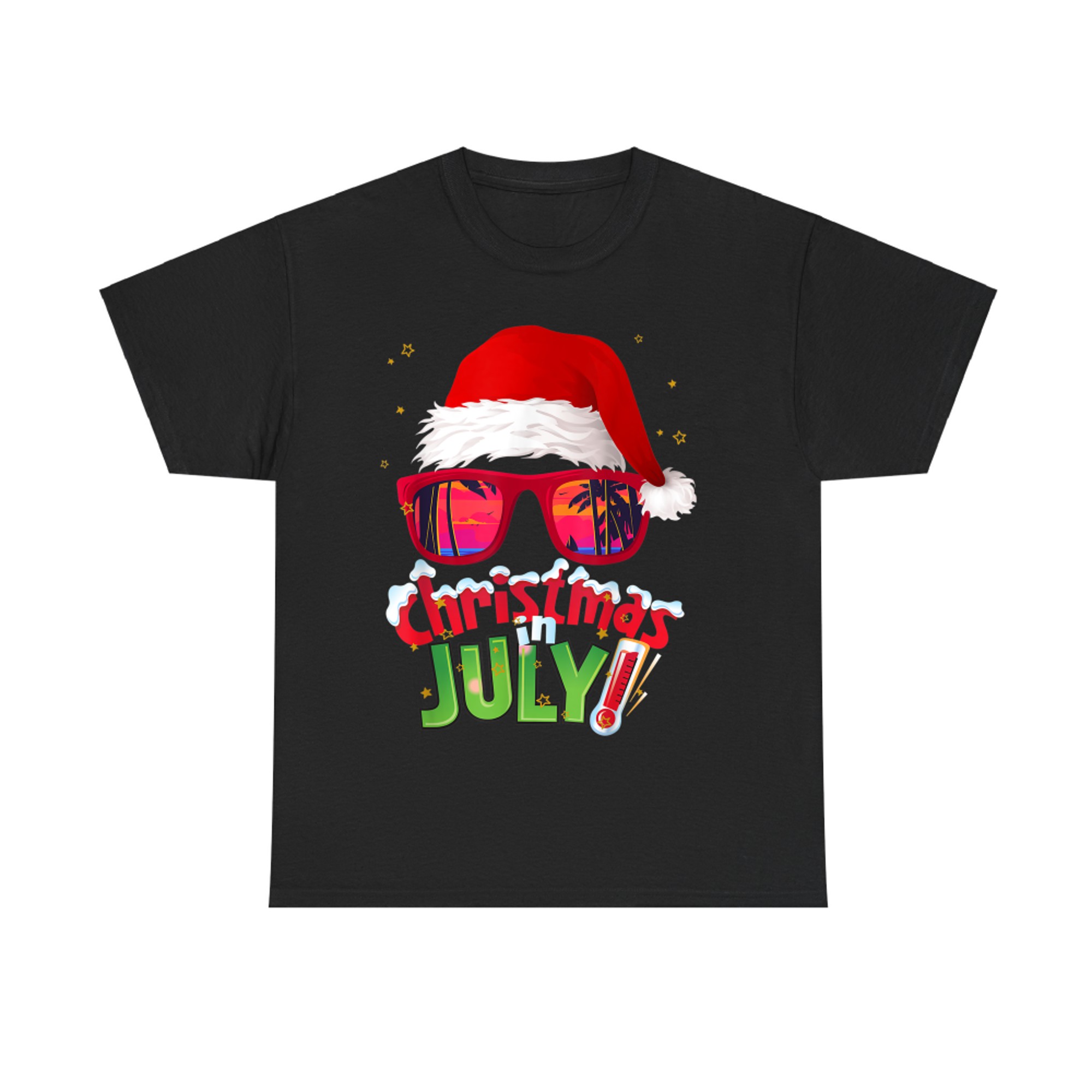 Funny Christmas in July Summer Santa Sunglasses Xmas T-Shirt