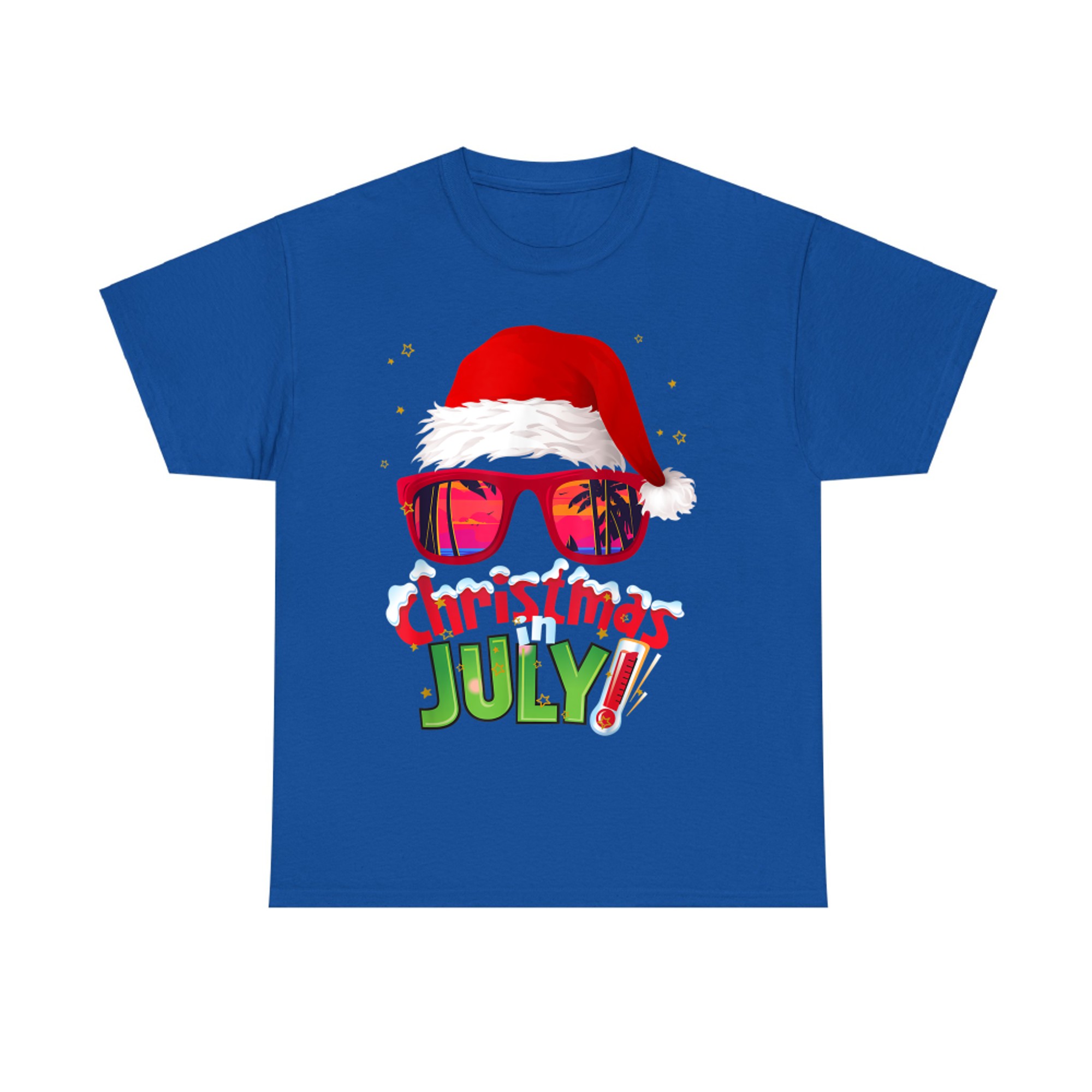 Funny Christmas in July Summer Santa Sunglasses Xmas T-Shirt