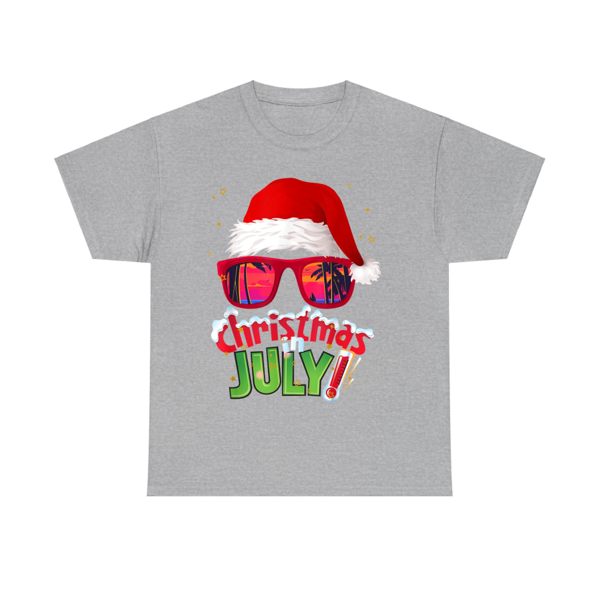 Funny Christmas in July Summer Santa Sunglasses Xmas T-Shirt