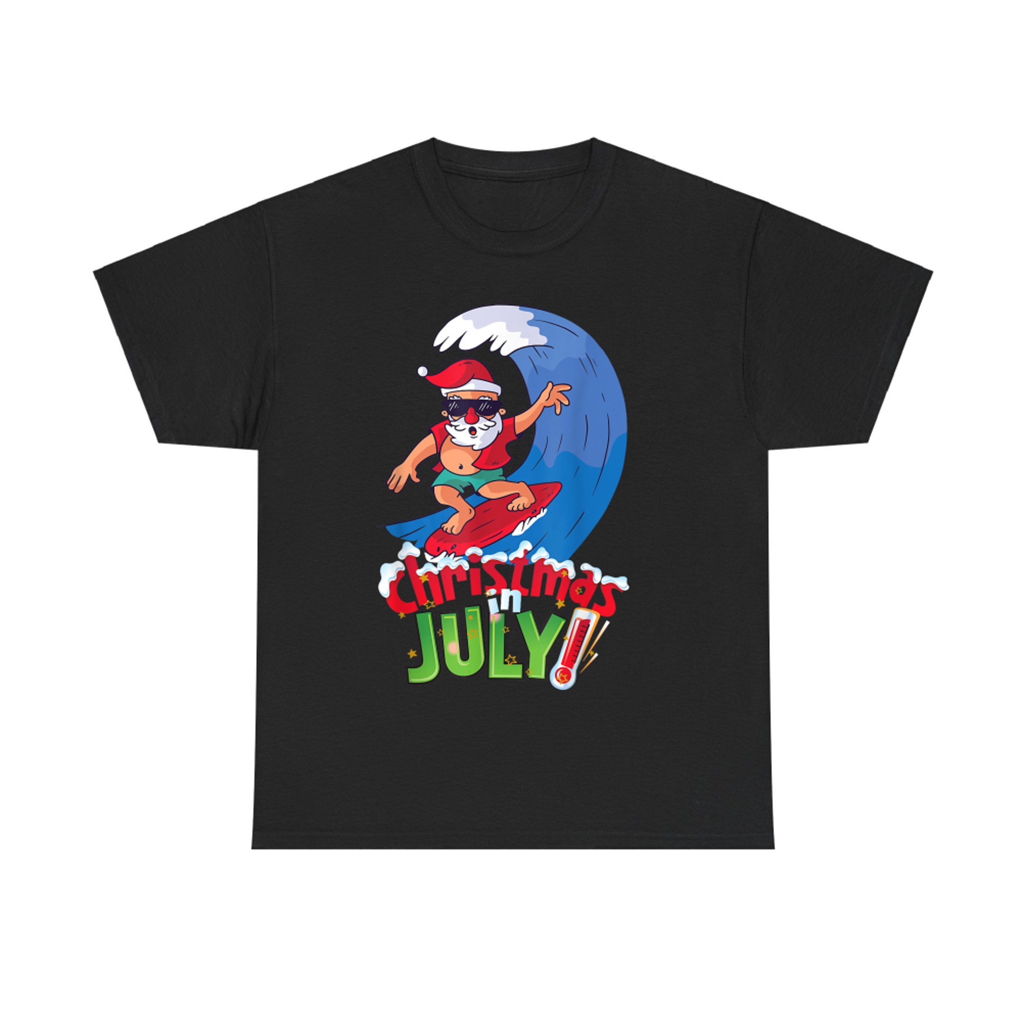 Funny Christmas in July Summer Santa Surfing Xmas T-Shirt
