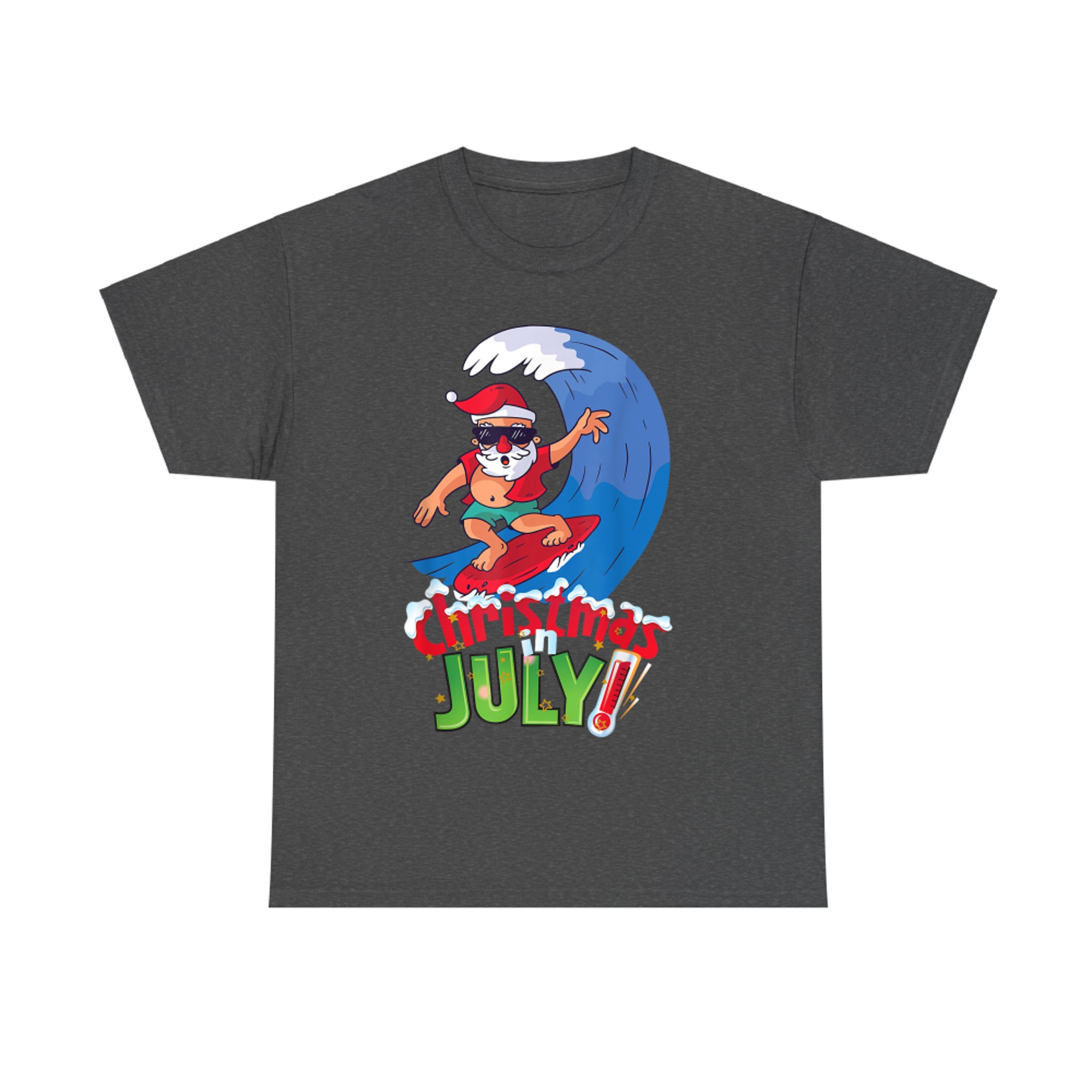 Funny Christmas in July Summer Santa Surfing Xmas T-Shirt