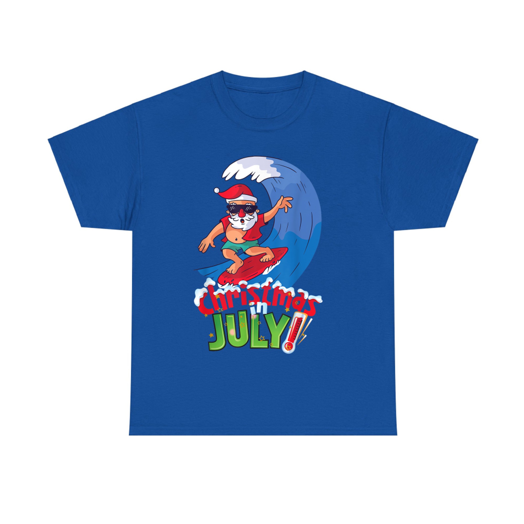 Funny Christmas in July Summer Santa Surfing Xmas T-Shirt