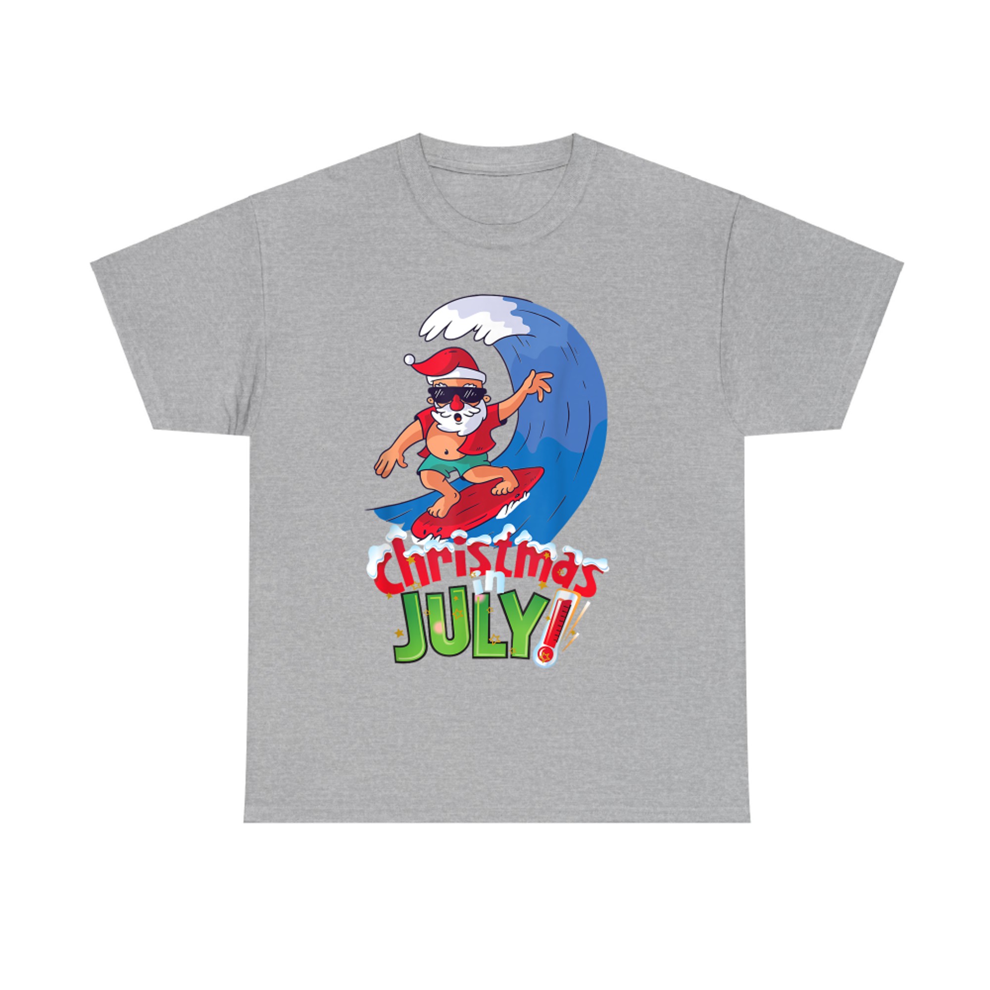 Funny Christmas in July Summer Santa Surfing Xmas T-Shirt