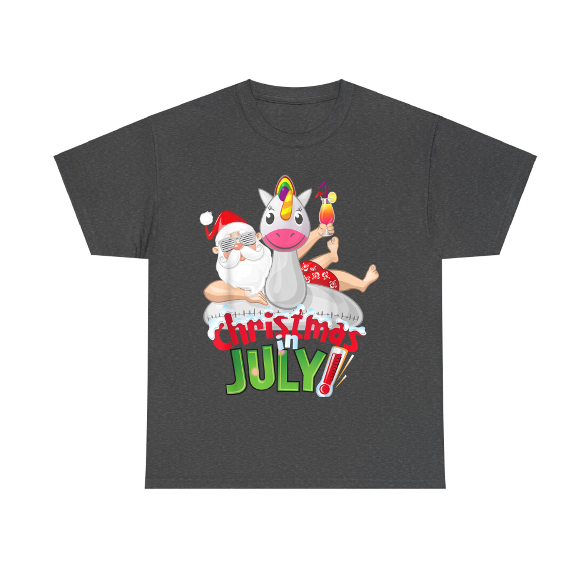 Funny Christmas in July Summer Uncorn Float Xmas T-Shirt