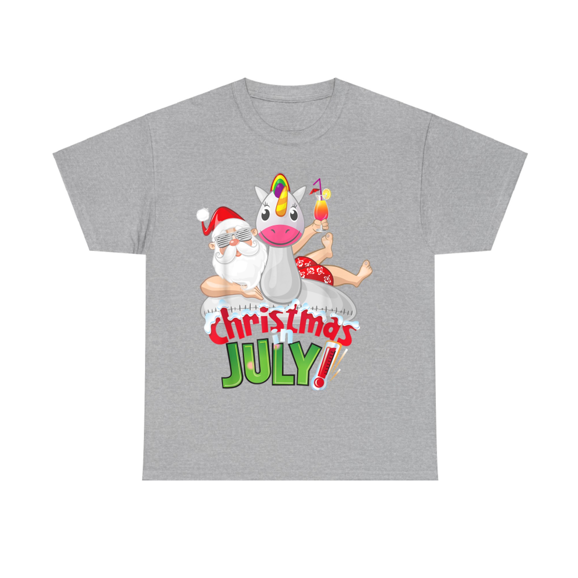 Funny Christmas in July Summer Uncorn Float Xmas T-Shirt