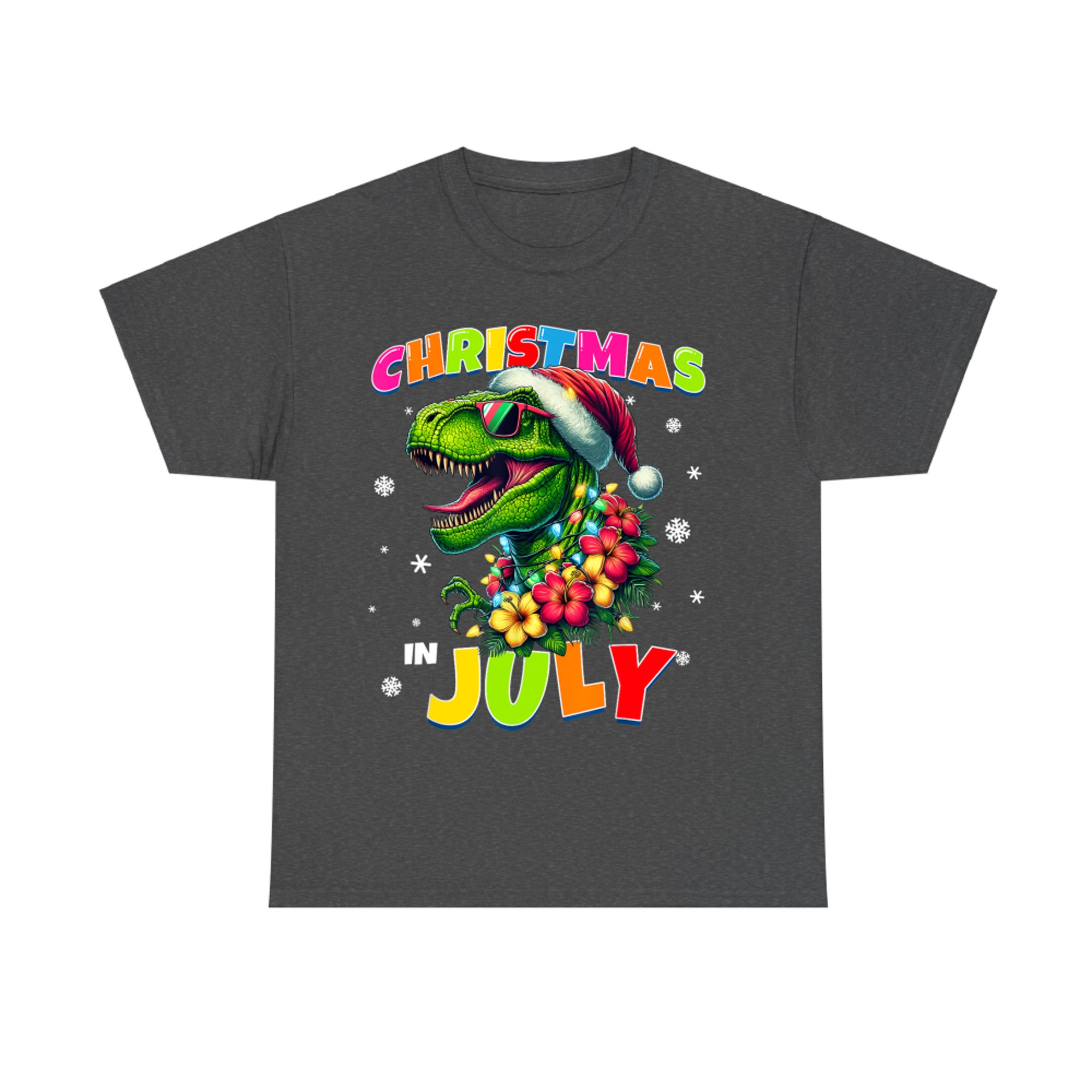Funny Christmas In July T-Rex Dinosaur Boys Summer T-Shirt